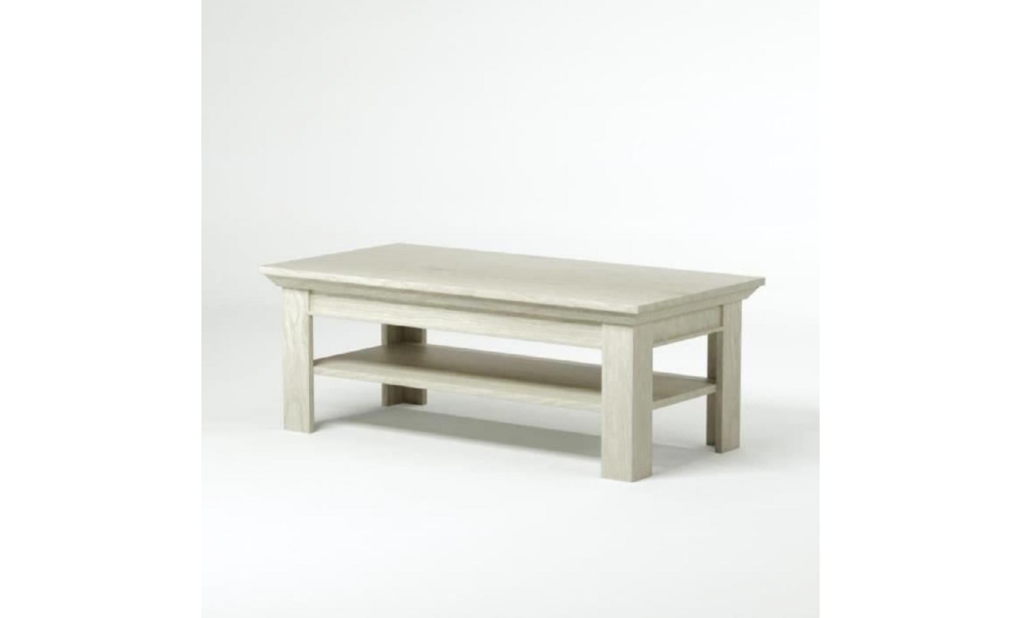kashmir table basse classique décor pin blanc mat   l 120 x l 60 cm pas cher