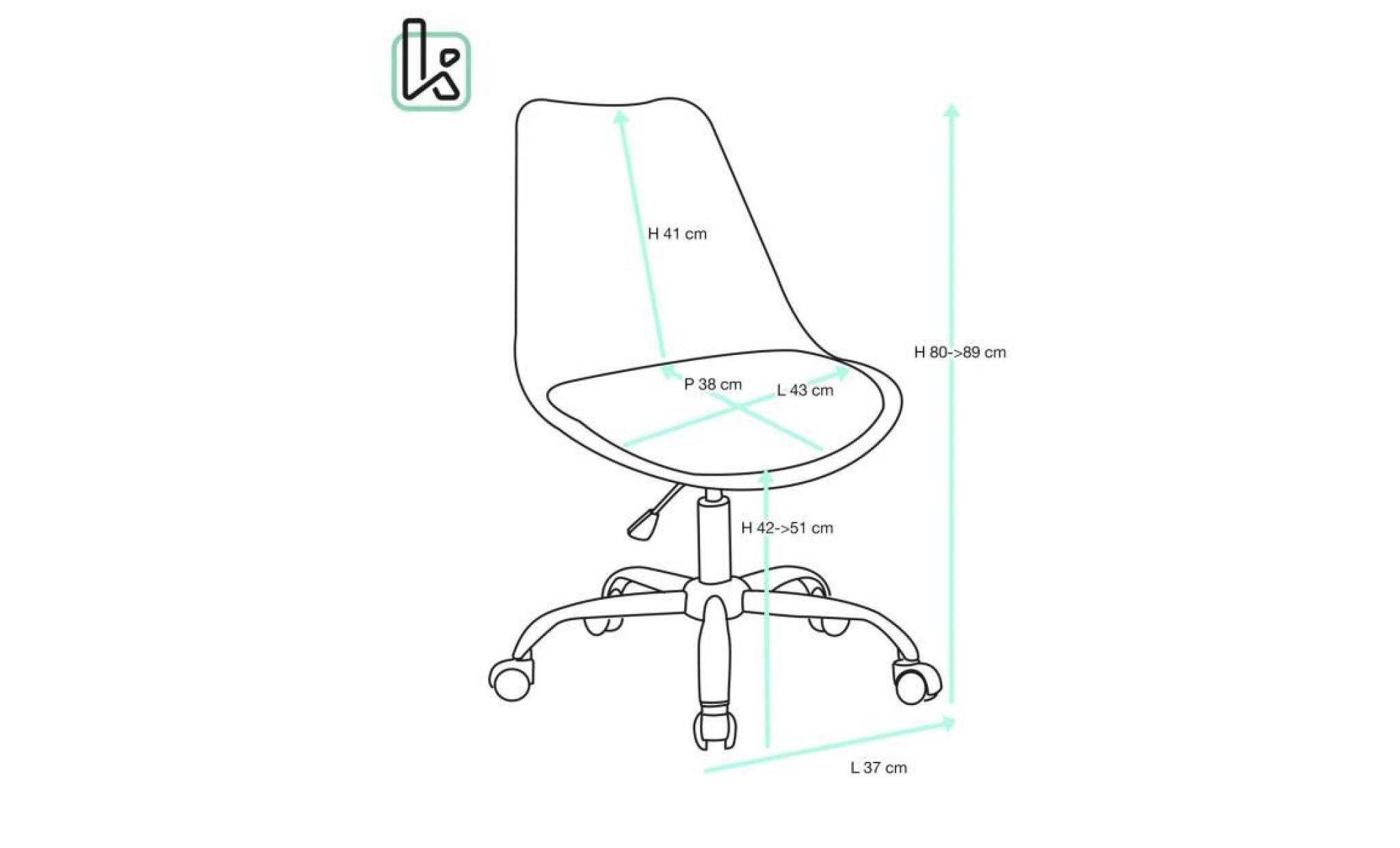 kayelles chaise de bureau à roulettes ergonomique leo (blanc) pas cher