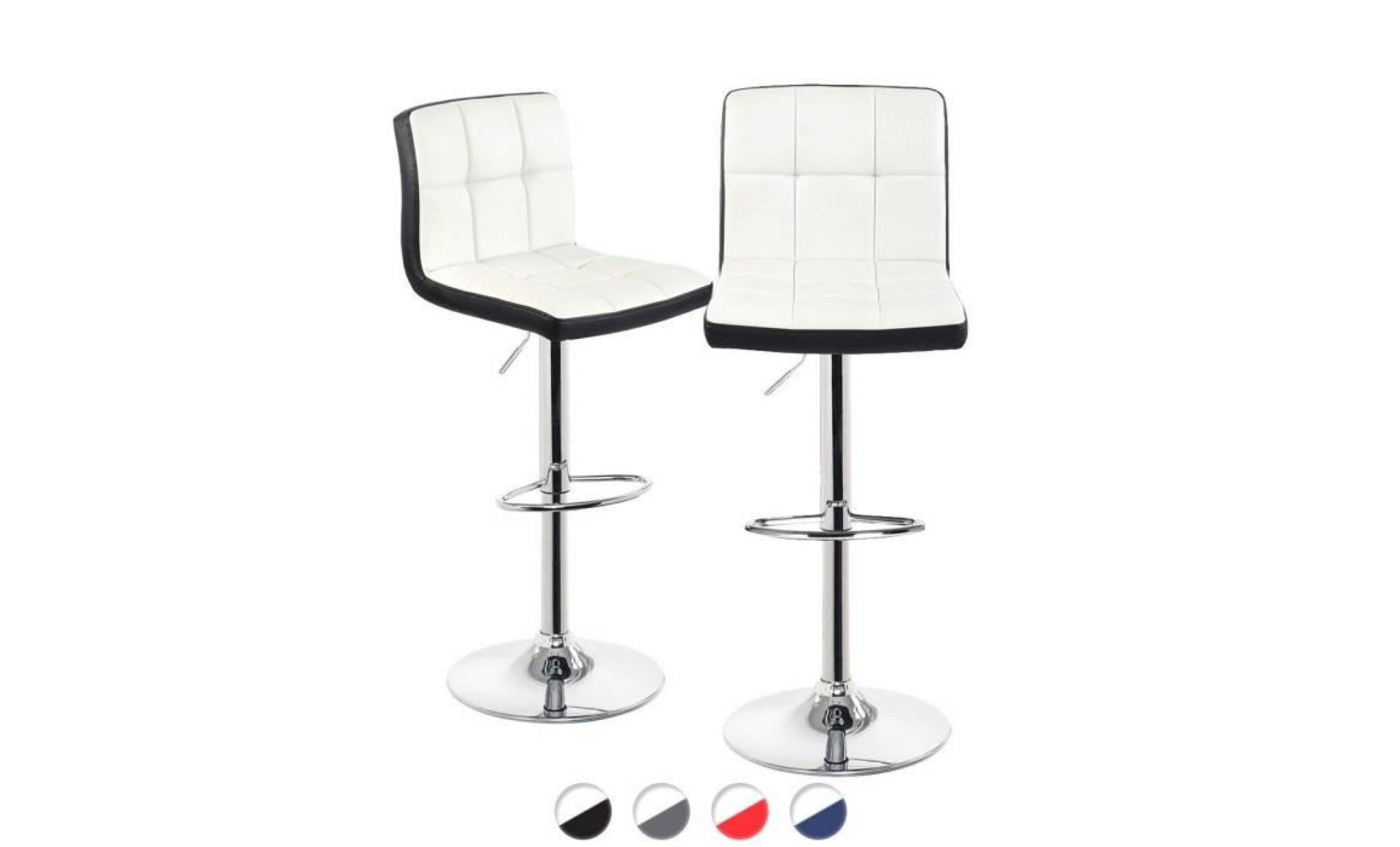 kayelles chaises de bar confort sivan lot de 2 (blanc noir)