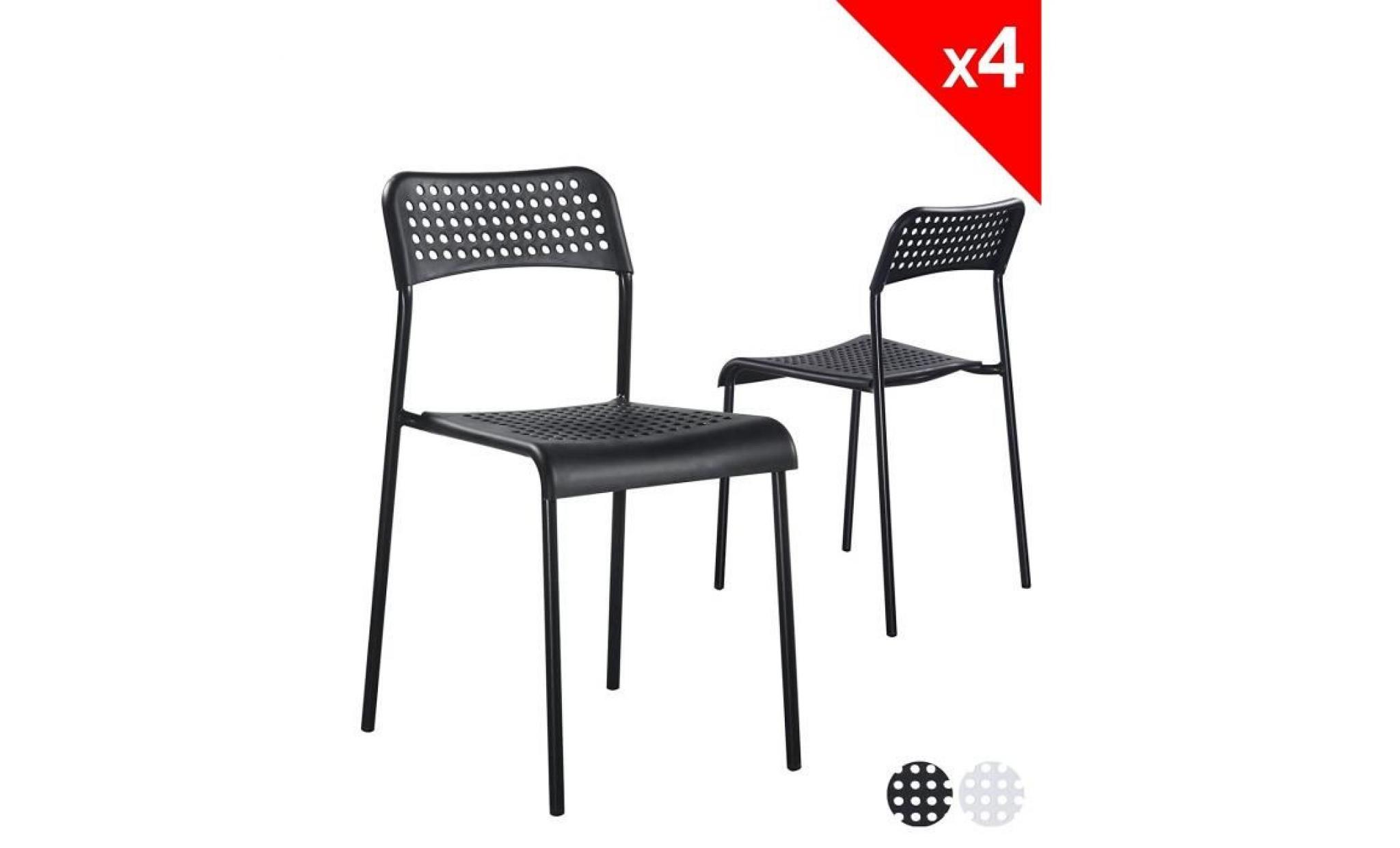 kayelles chaises empilables echo   lot de 4 chaises métal et pp (blanc)