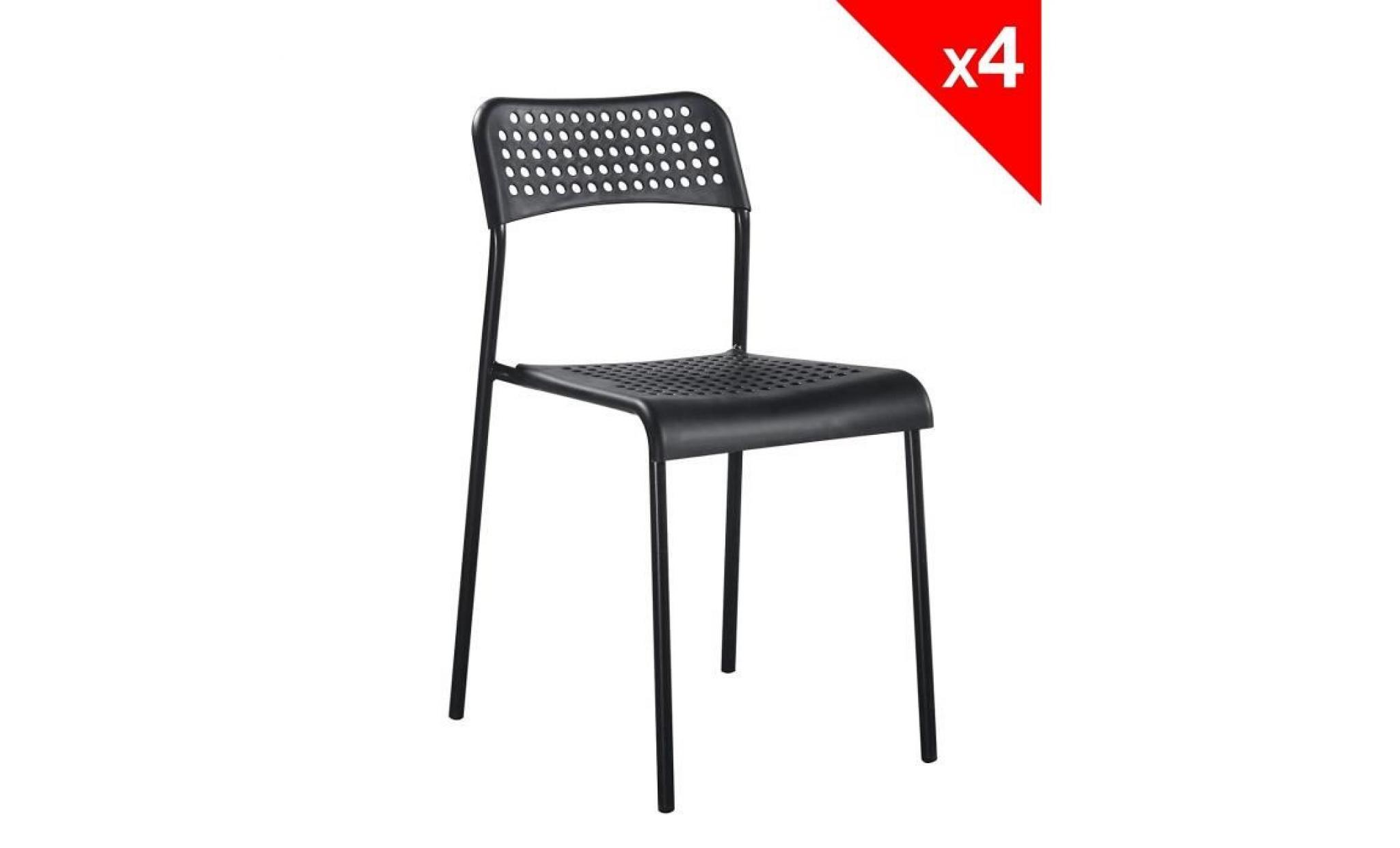 kayelles chaises empilables echo   lot de 4 chaises métal et pp (blanc) pas cher