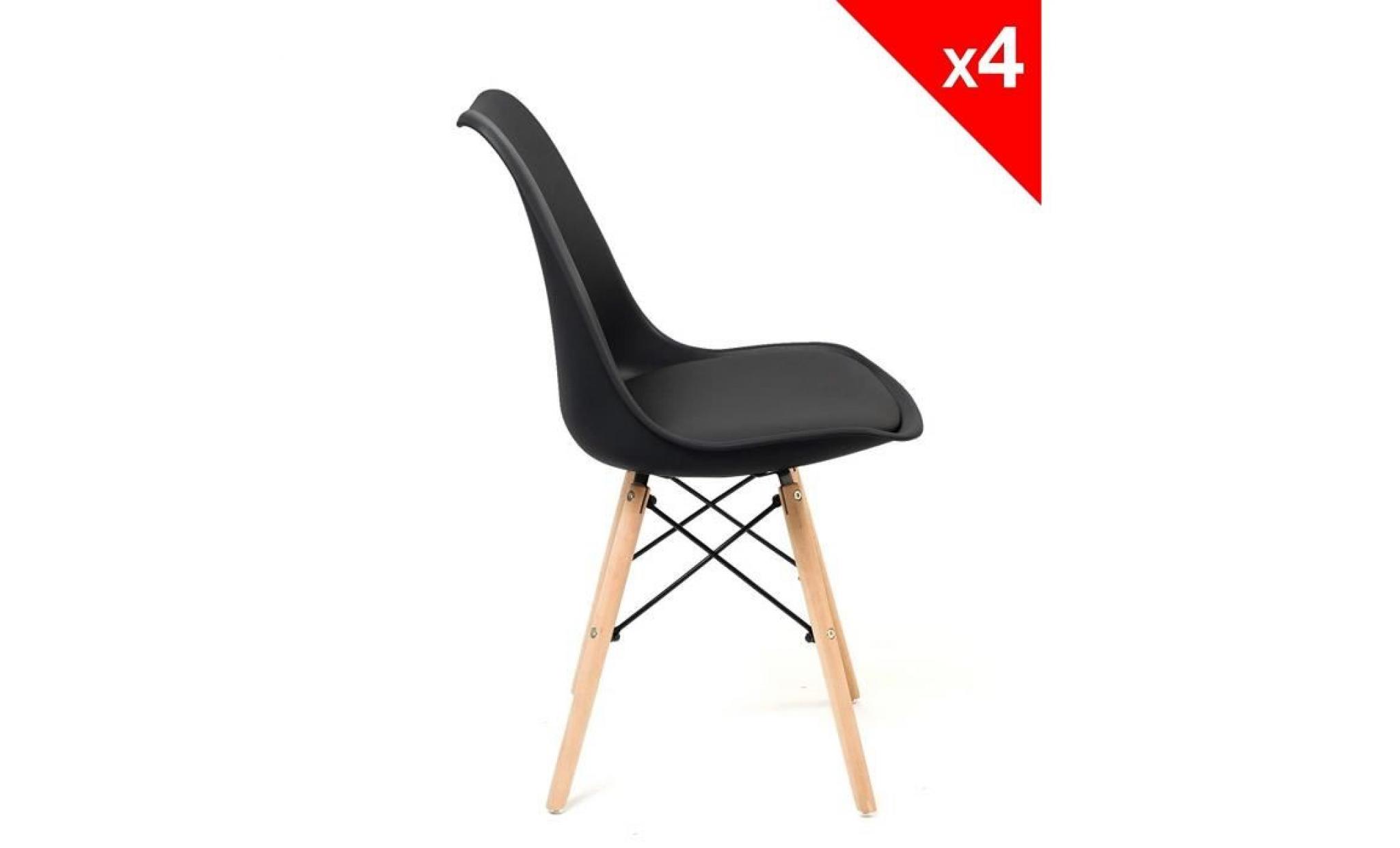 kayelles chaises scandinaves nasi avec coussin   lot de 2 (noir) pas cher