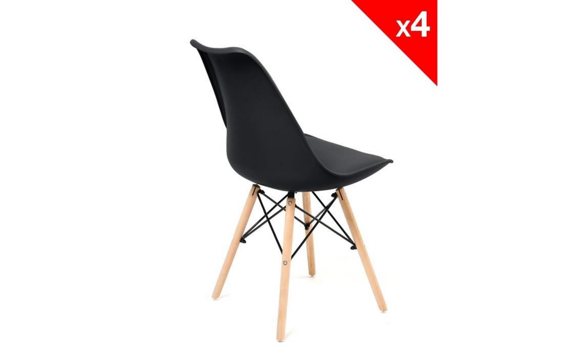 kayelles chaises scandinaves nasi avec coussin   lot de 2 (noir) pas cher