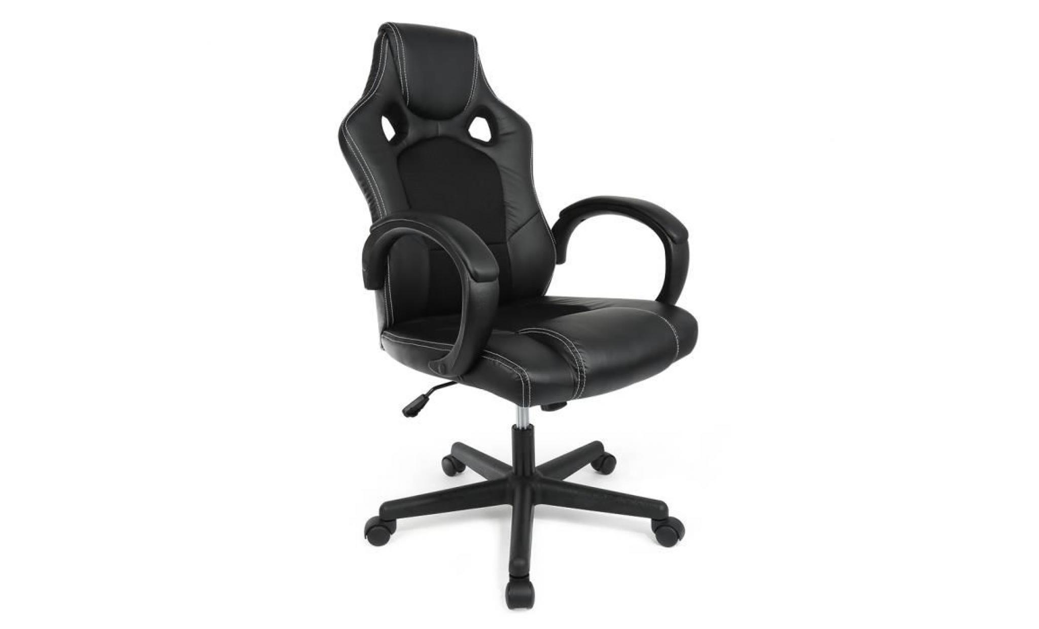 keke chaise de gamer professionnel siège de bureau fauteuil de gaming ergonomique dossier haut inclinable en similicuir pour pc noir