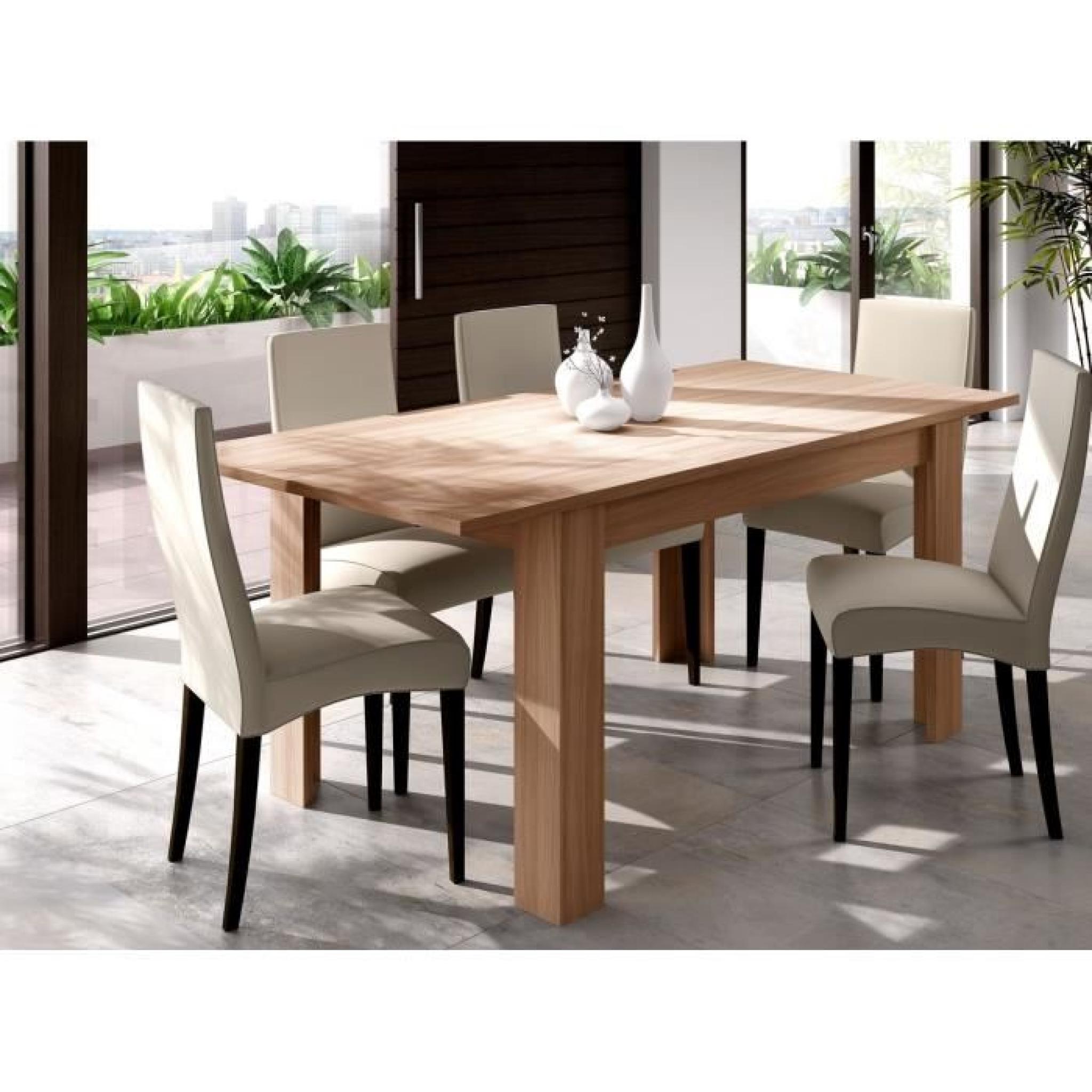 KENDRA Table à manger extensible 140 cm coloris chêne clair
