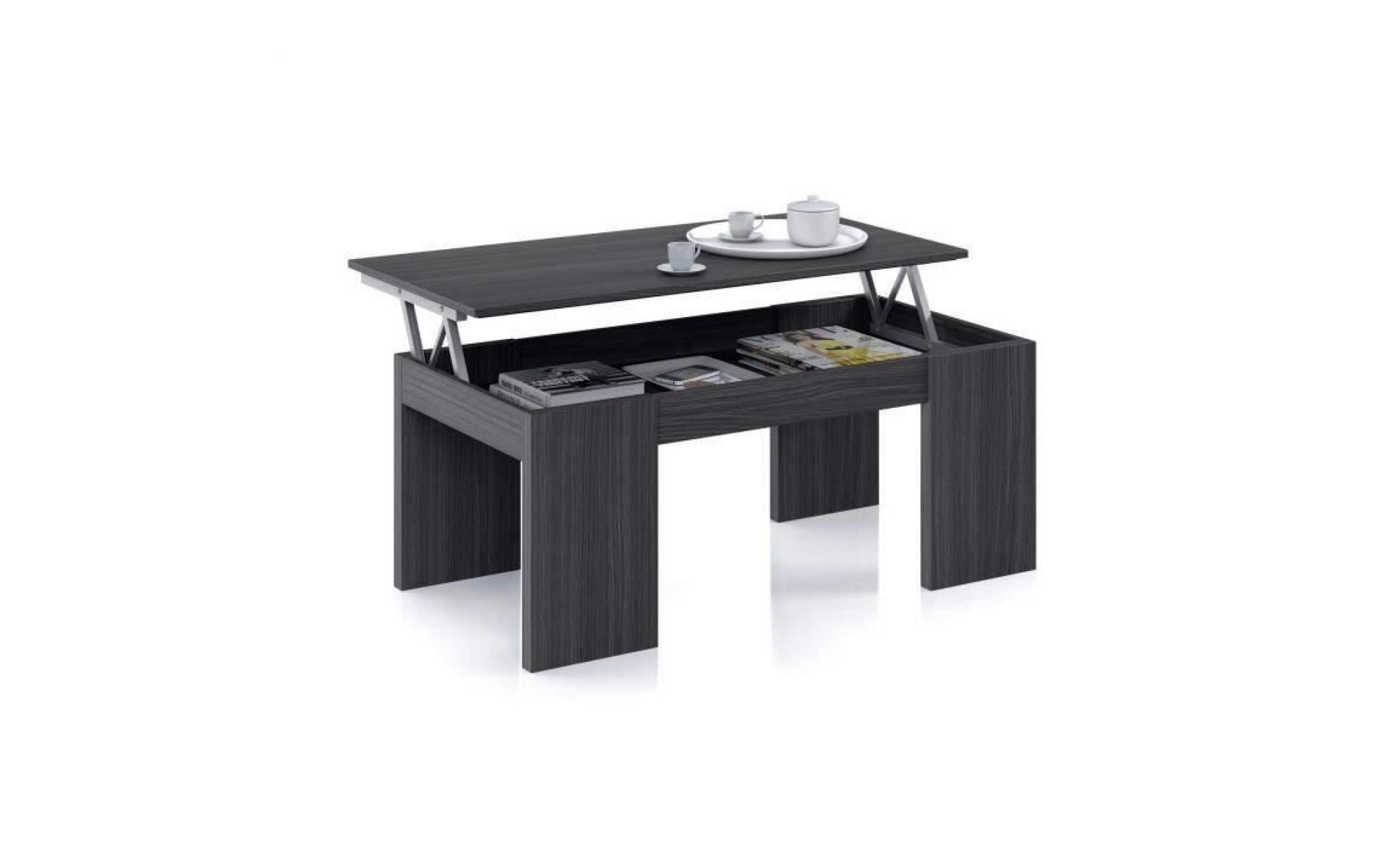kendra table basse grise transformable, plateau relevable