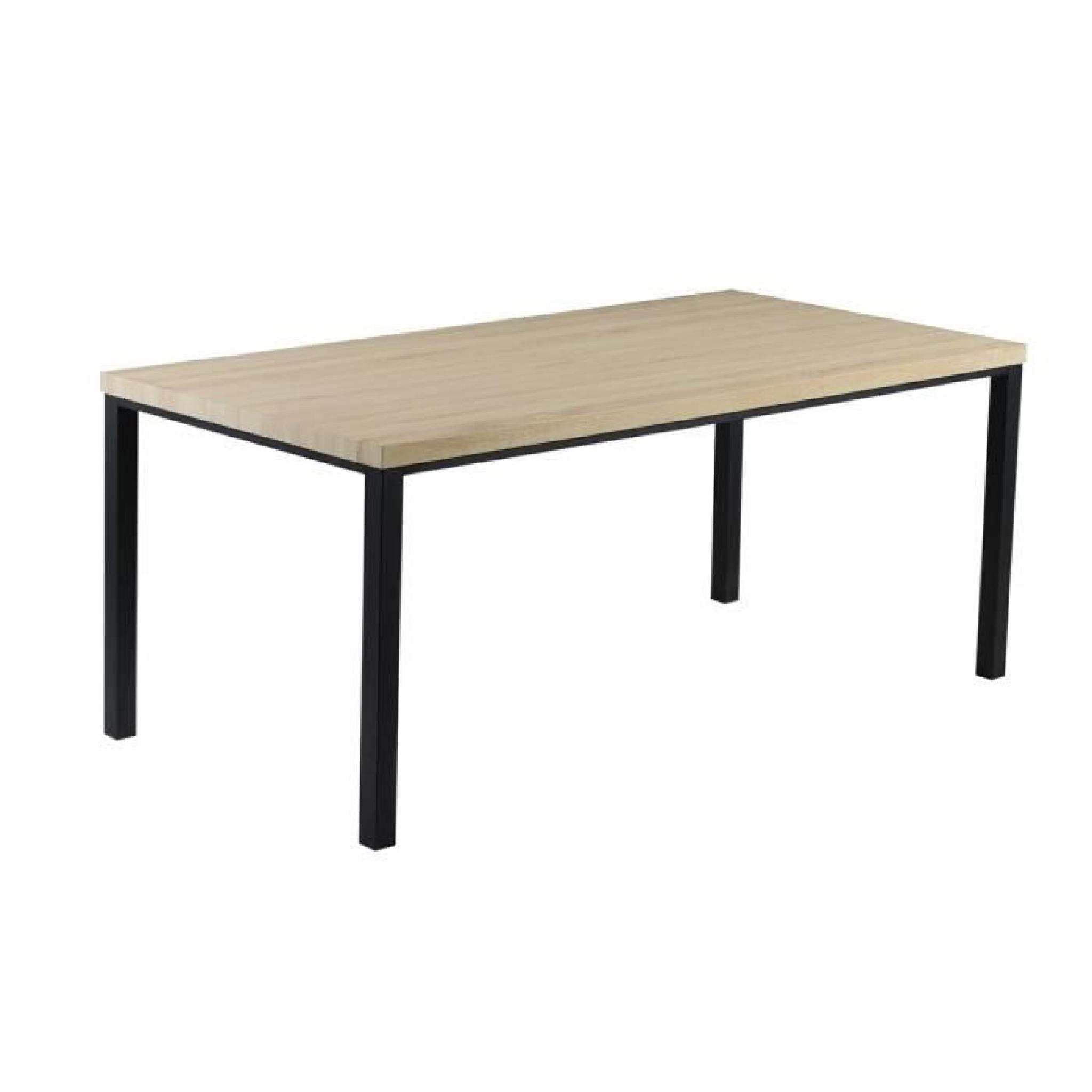 KENTON Table à manger carrée 160cm - Piètement époxy - Décor chêne