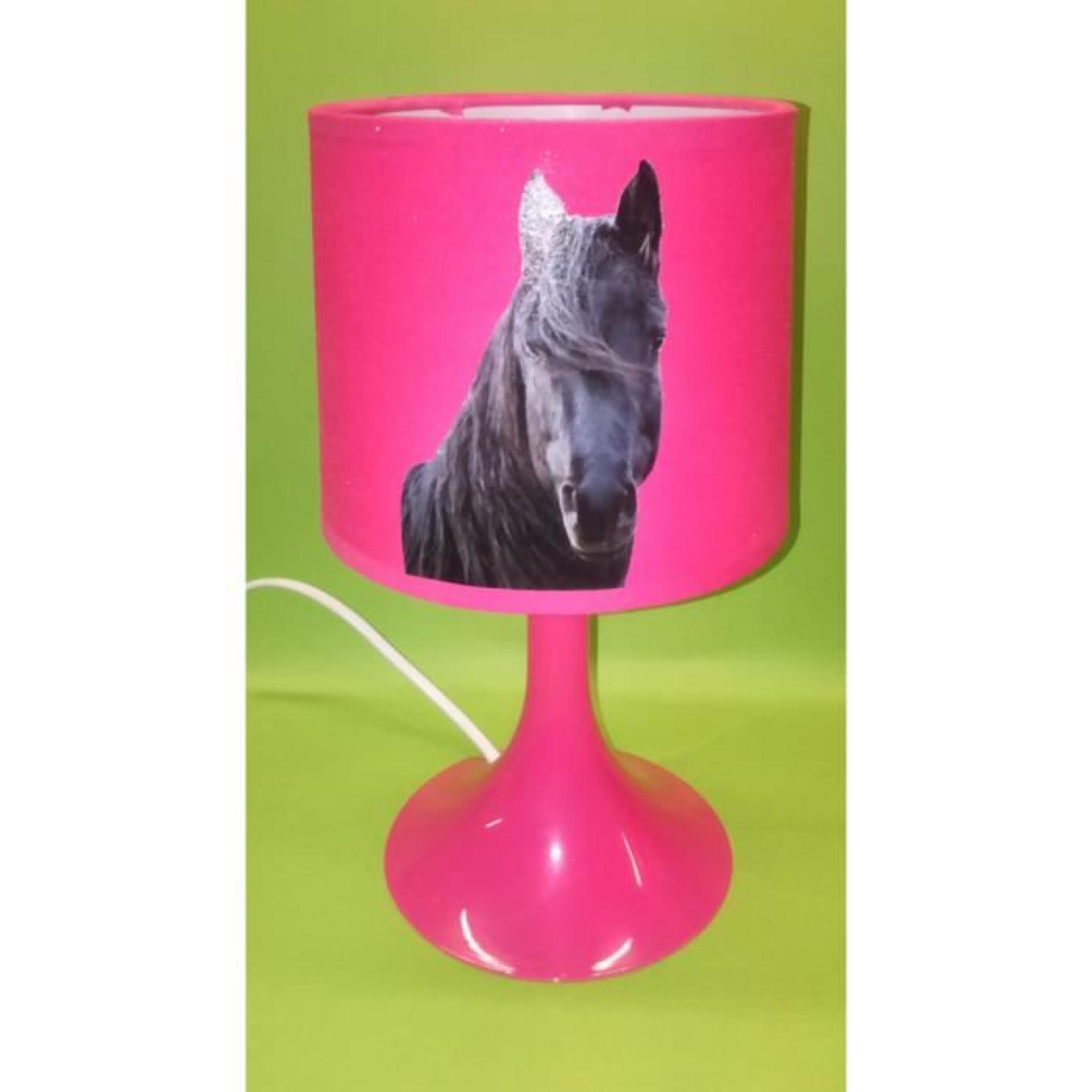 kikoucoeur lampe de chevet rose cheval noir 