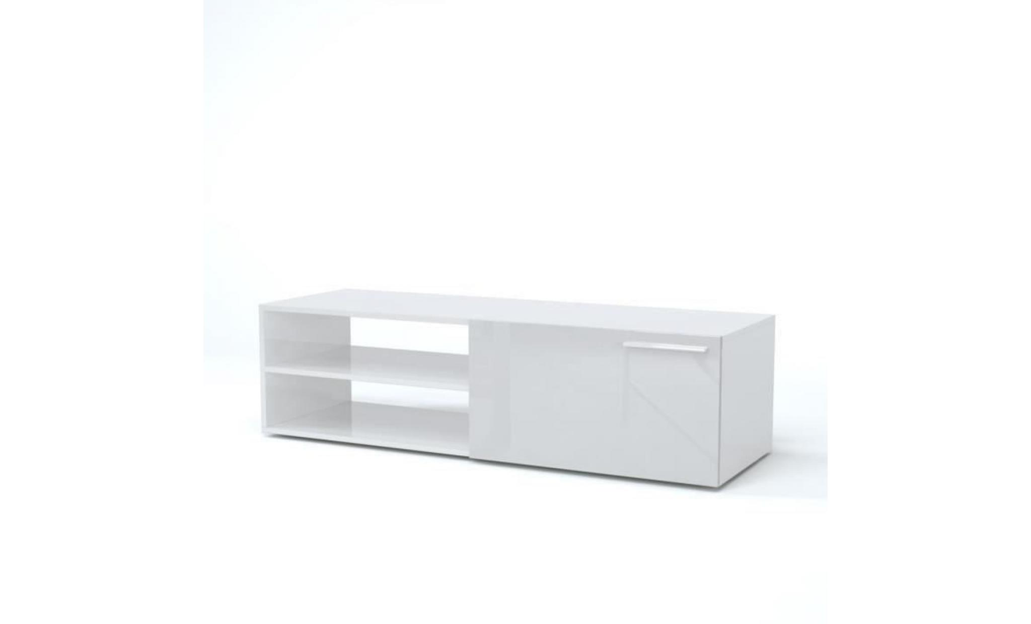 kikua meuble tv contemporain blanc brillant   l 130 cm pas cher