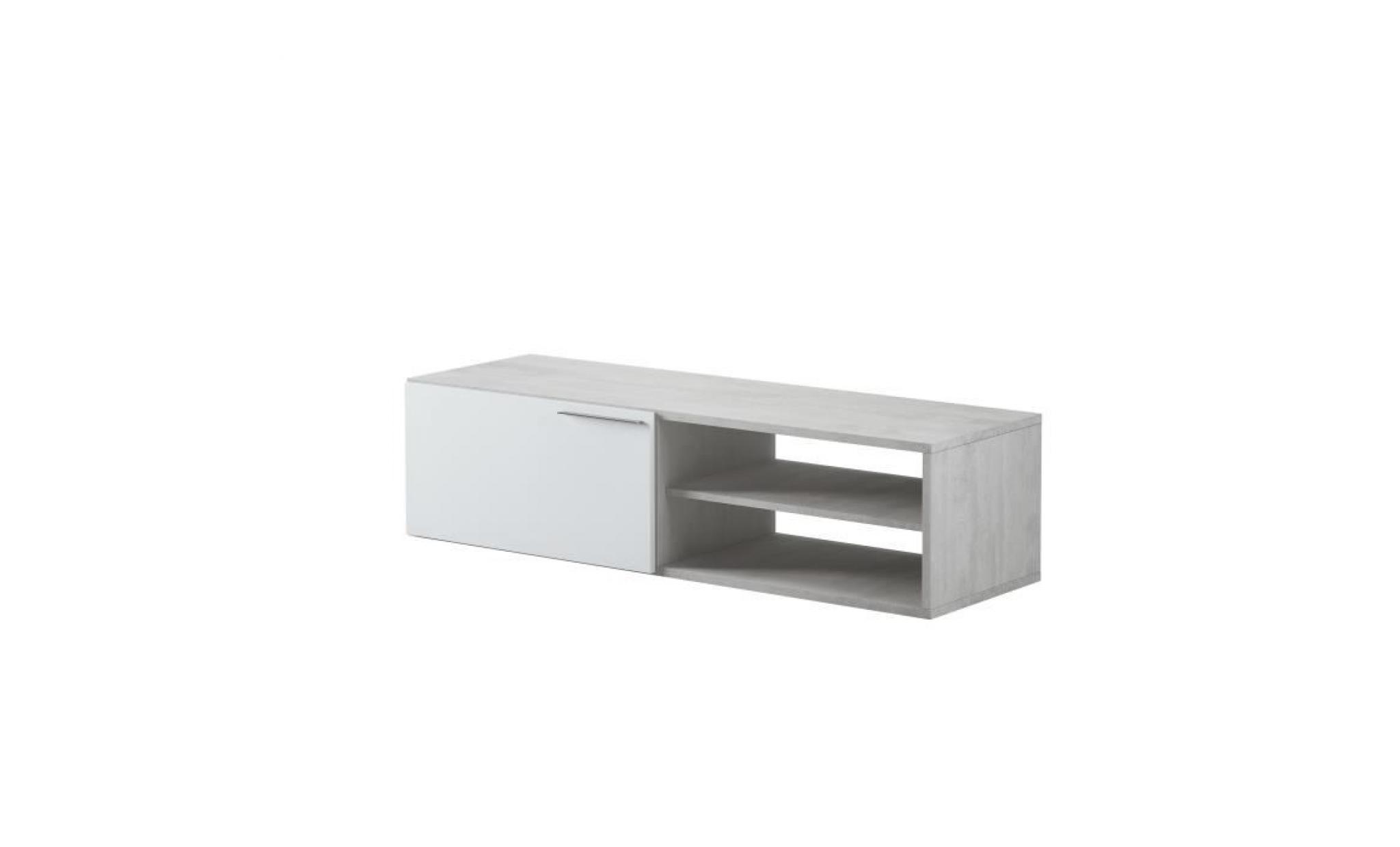 kikua meuble tv   style contemporain   gris et blanc   l 130 cm