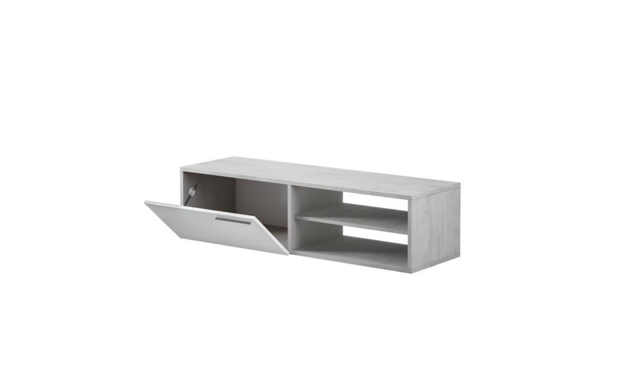 kikua meuble tv   style contemporain   gris et blanc   l 130 cm pas cher