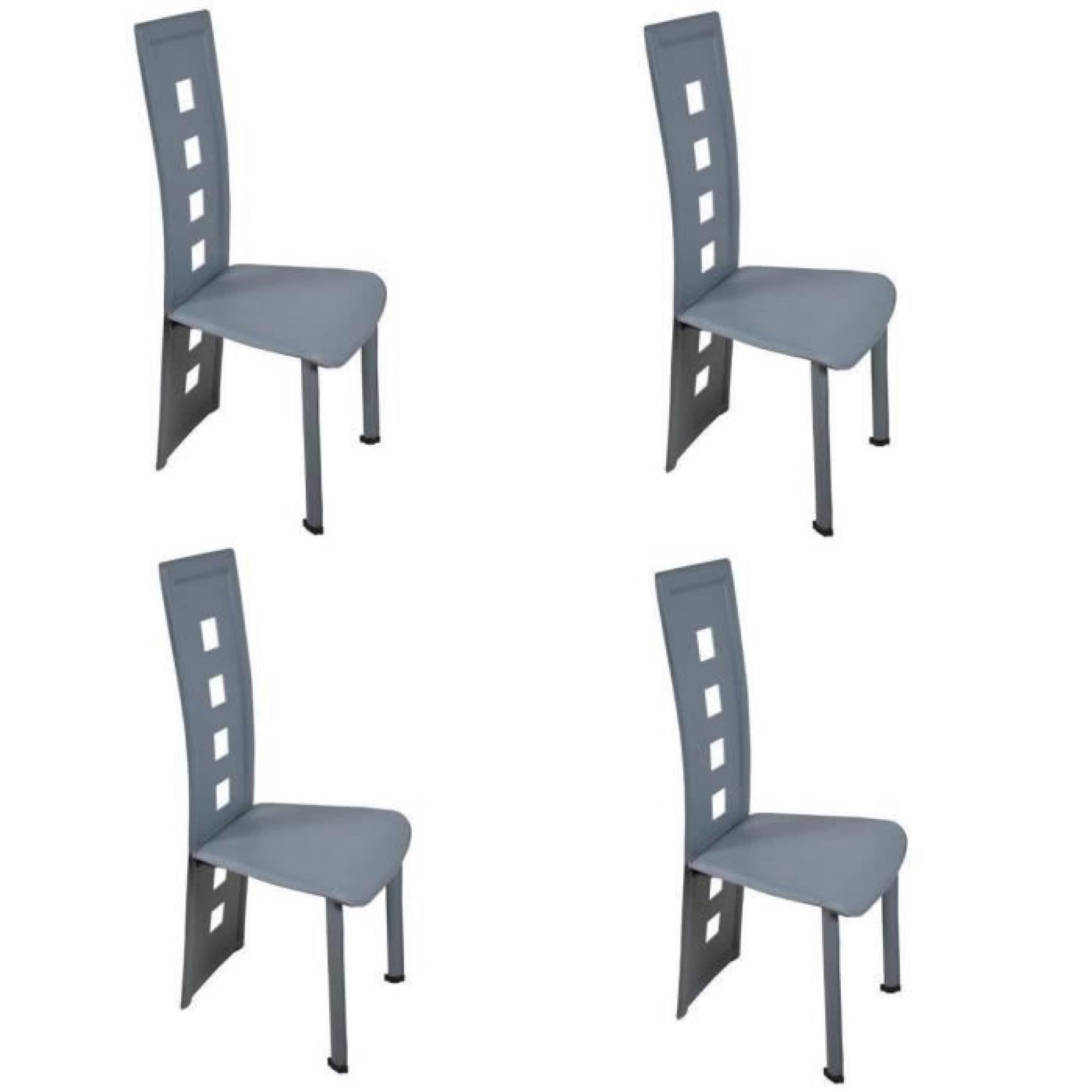 KIM Lot de 4 chaises de salle à manger grises