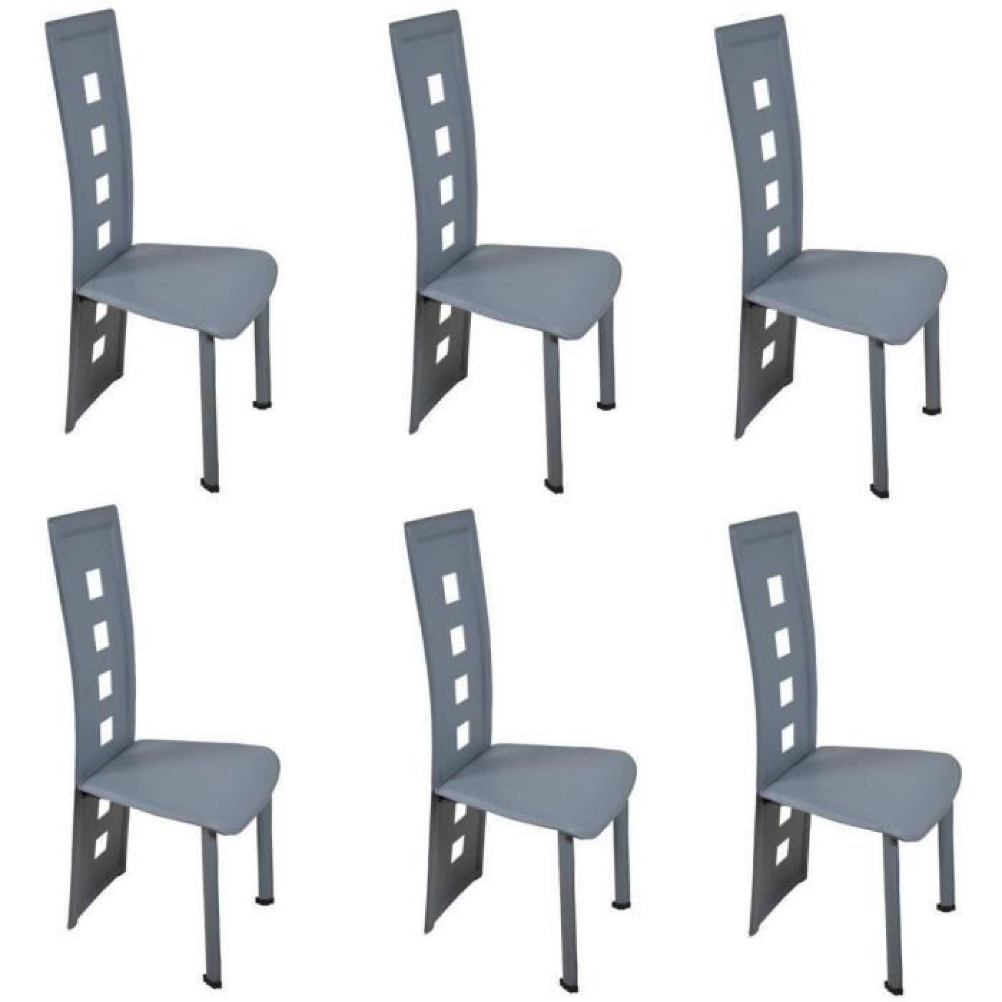 KIM Lot de 6 chaises de salle à manger grises