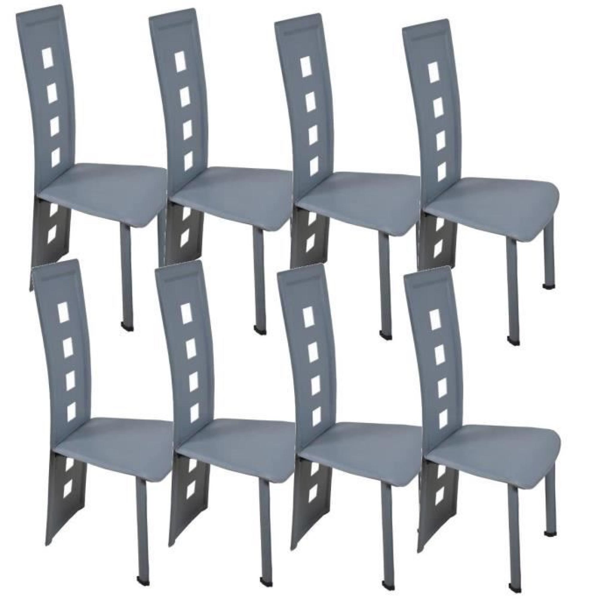 KIM Lot de 8 chaises de salle à manger grises