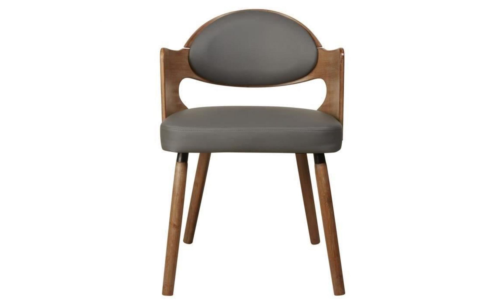 kiruna chaise de salle à manger   simili gris   vintage   l 50 x p 51 cm