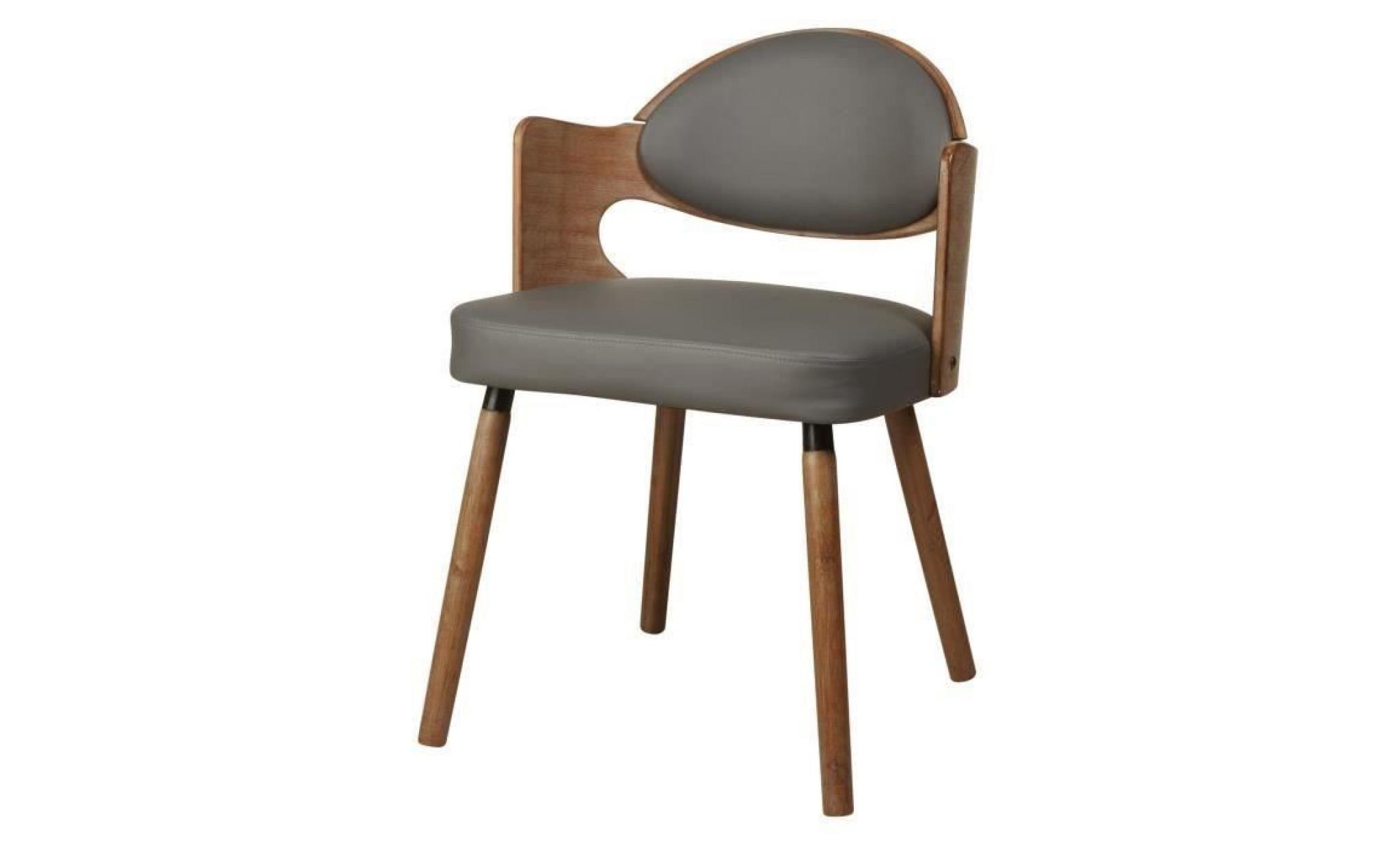 kiruna chaise de salle à manger   simili gris   vintage   l 50 x p 51 cm pas cher