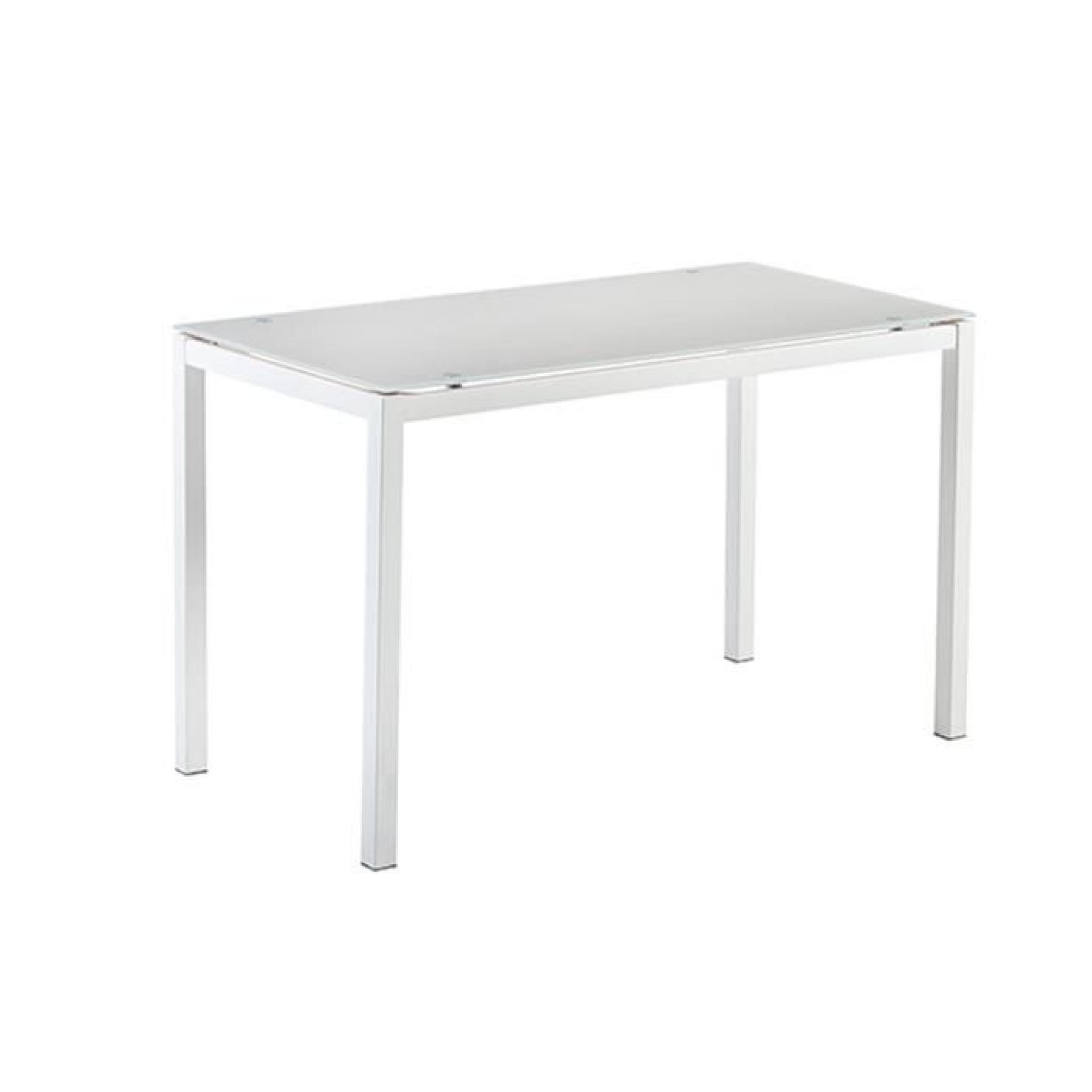 KITCHEN Table 120cm - Plateau en verre trempé - Blanc