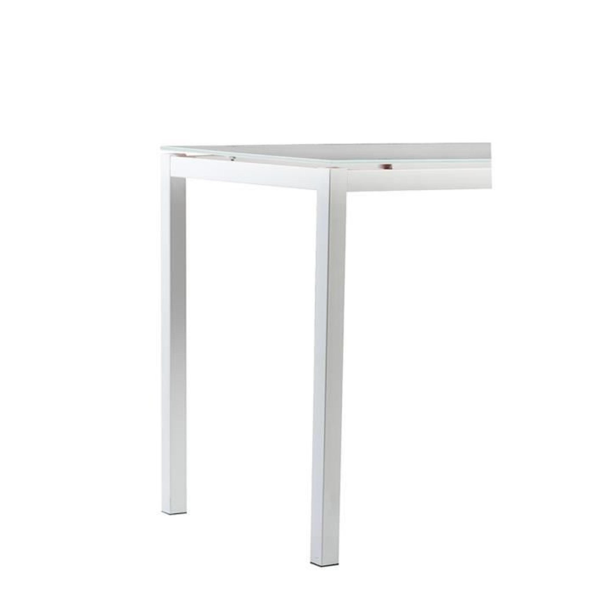 KITCHEN Table 120cm - Plateau en verre trempé - Blanc pas cher