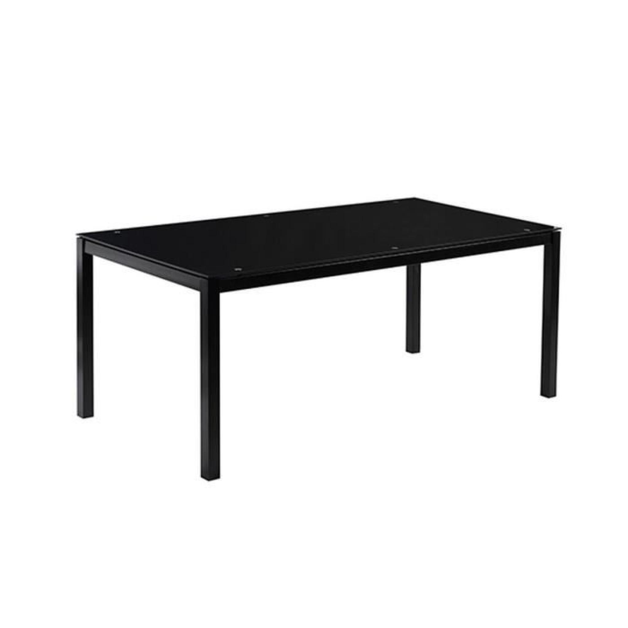 KITCHEN Table 160cm 6- Plateau en verre trempé - Noir