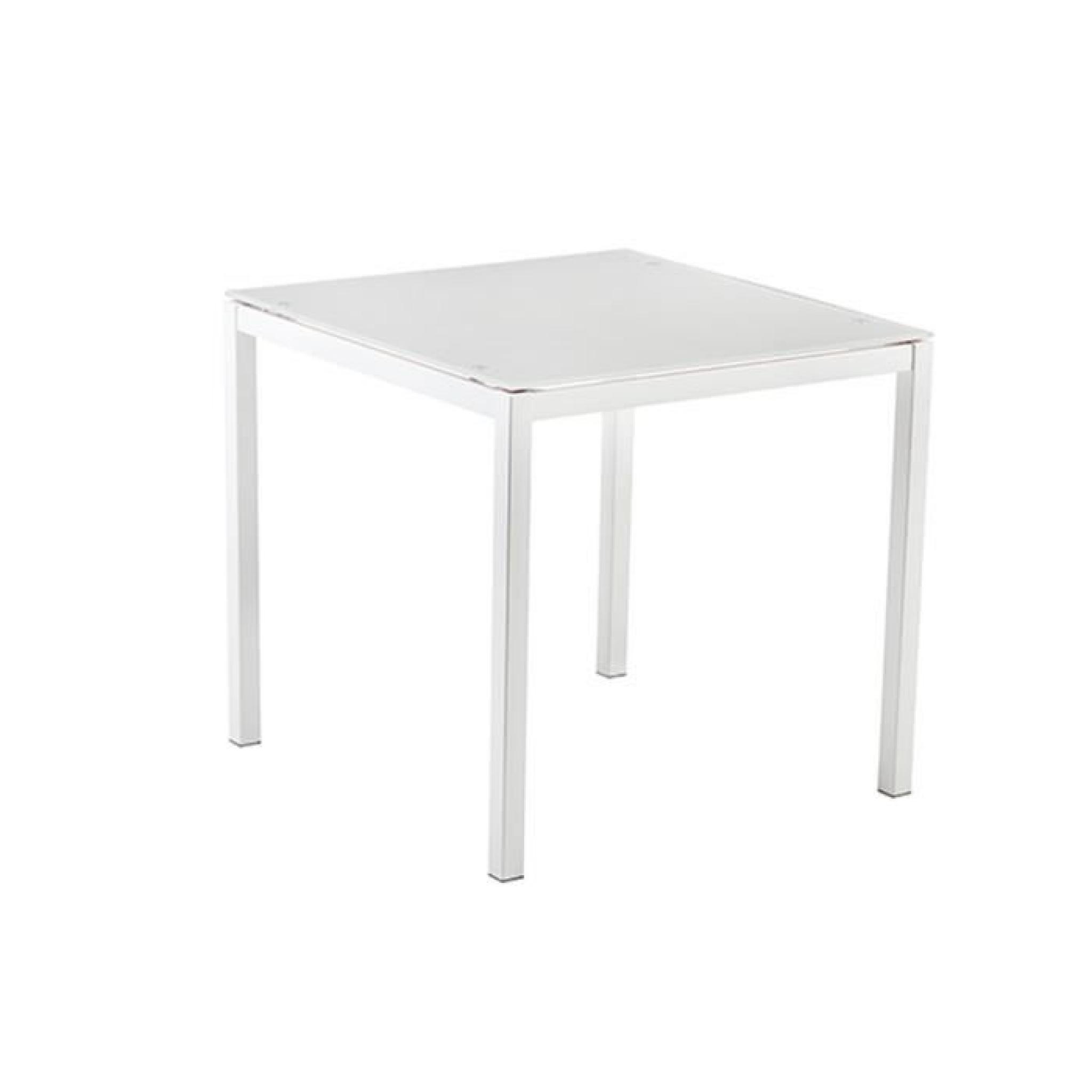 KITCHEN Table 80cm - Plateau en verre trempé - Blanc