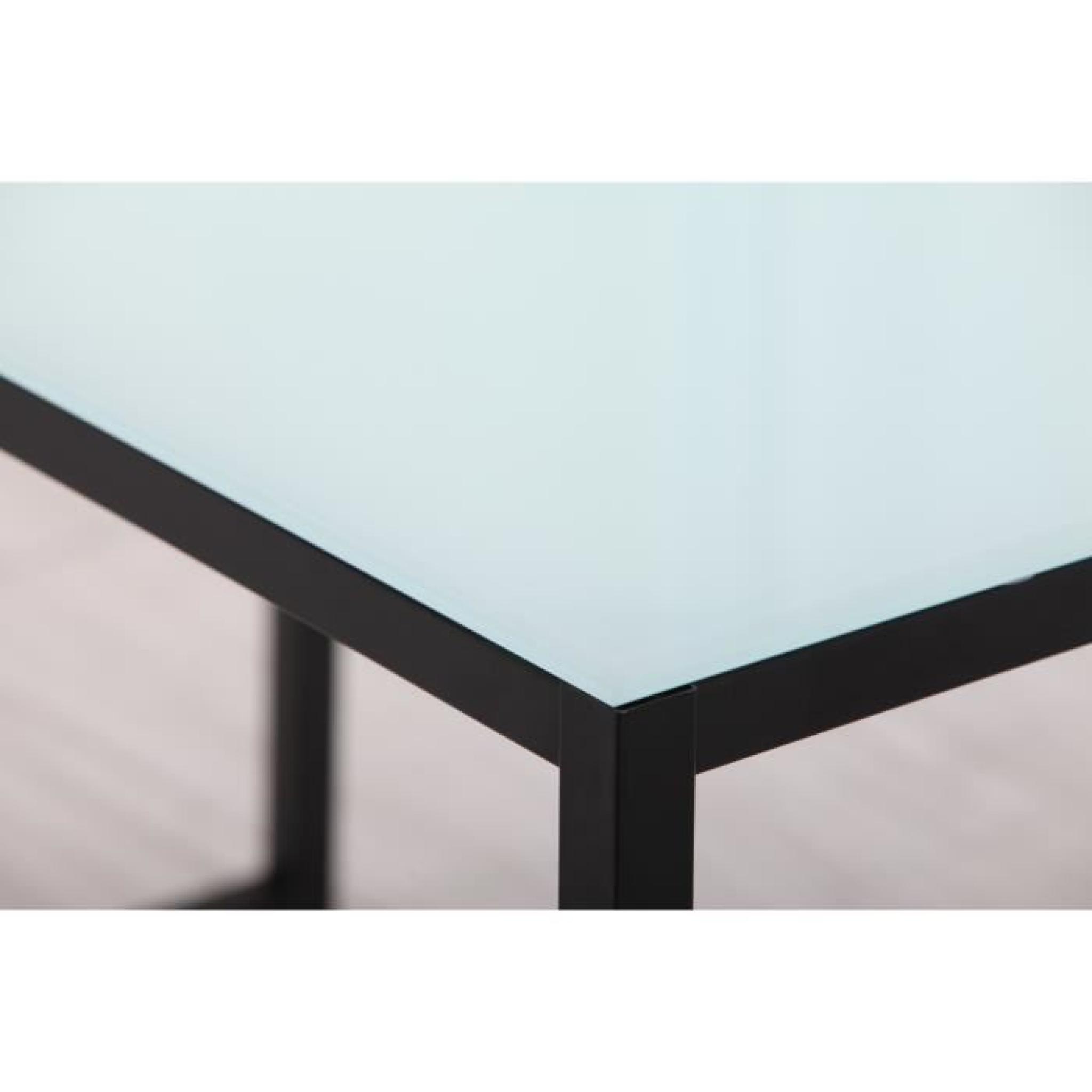 KIWI Table à manger avec plateau en verre 110x70cm noir et blanc pas cher