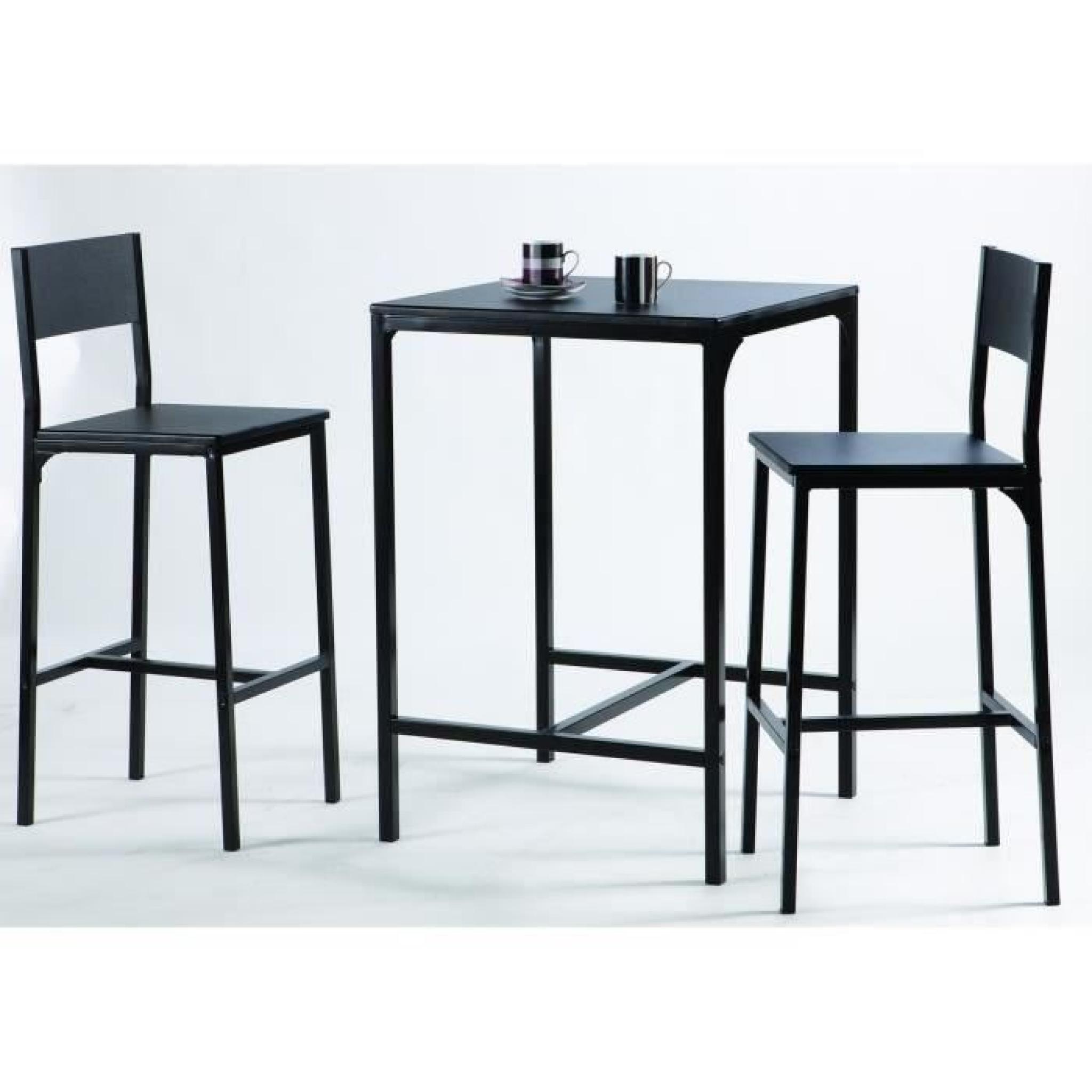 KOOL Set 1 table + 2 chaises - Noir