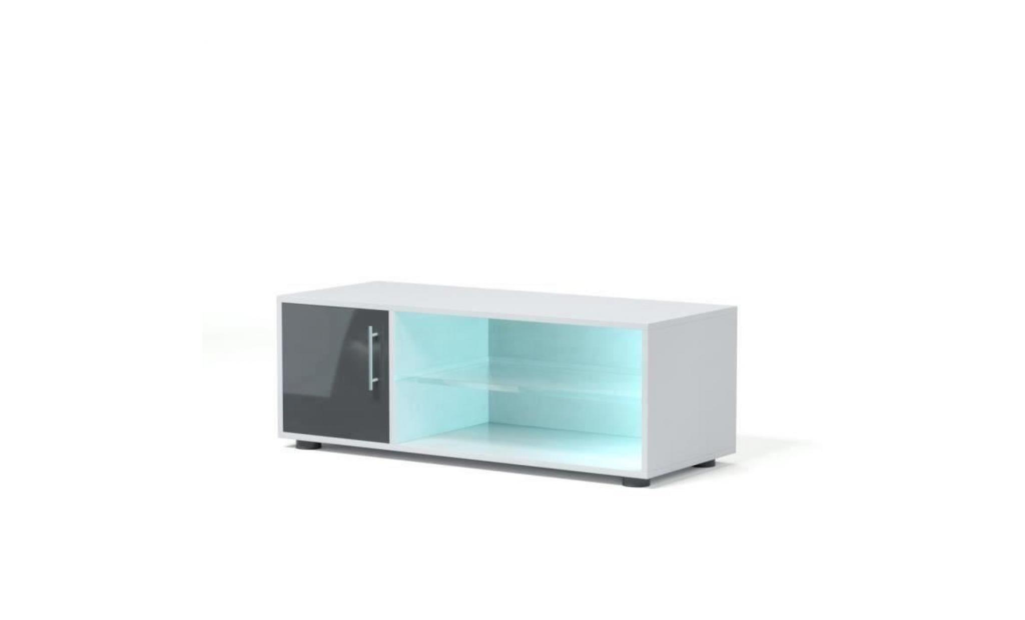 kora meuble tv contemporain avec éclairage led laqué gris   l 100 cm