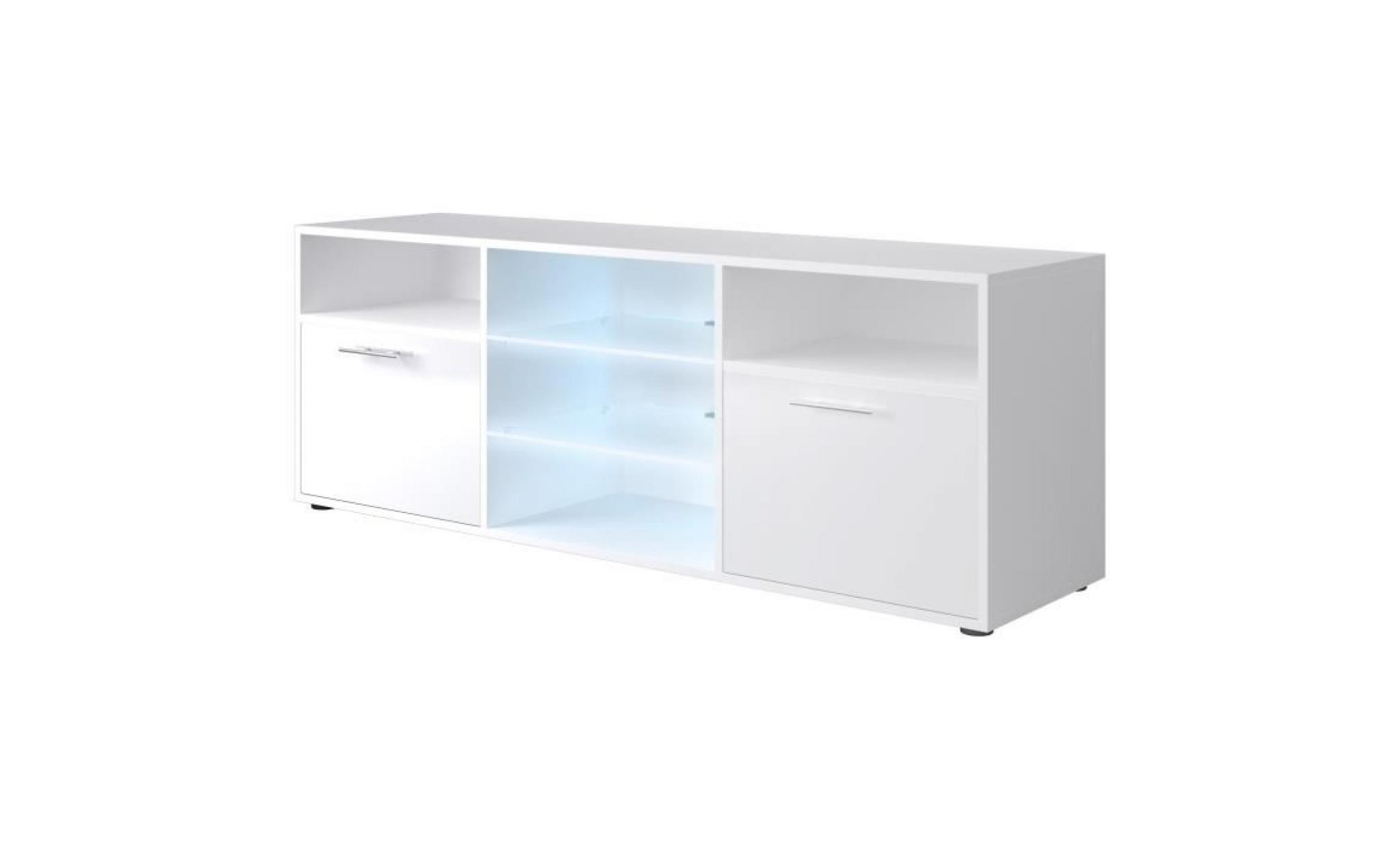 kora meuble tv contemporain blanc brillant   l 150 cm