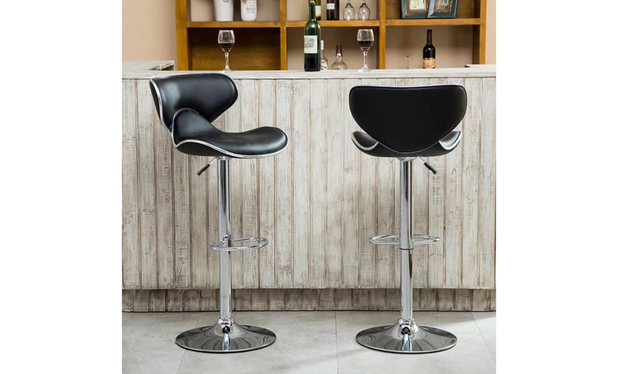 kyucc 2 tabouret de bar en similicuir avec siège bien rembourré, tabourets réglable comptoir cuisine,noir