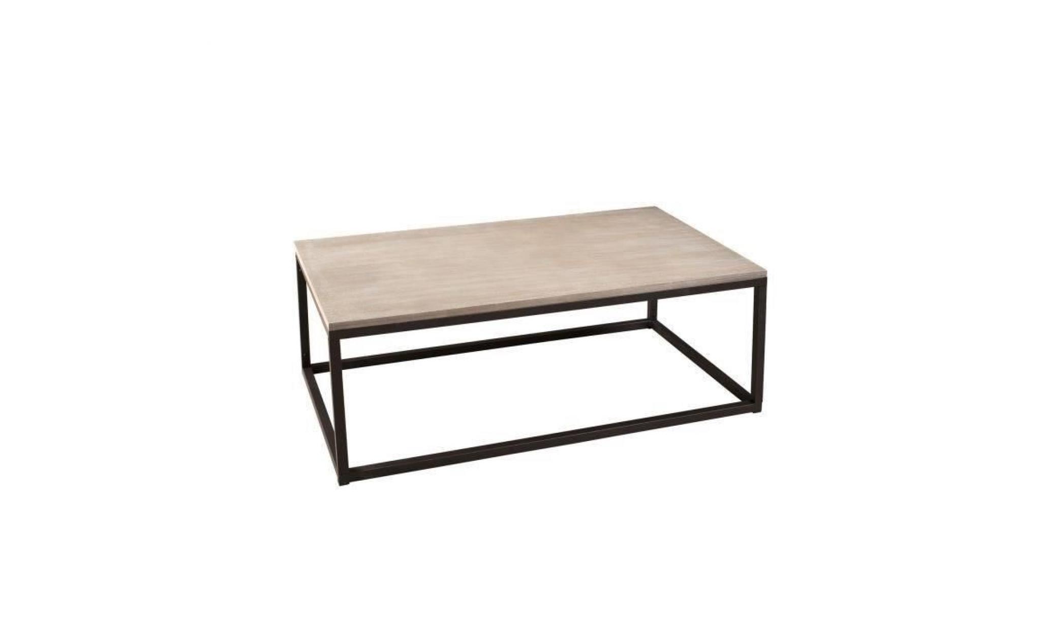 lali table basse industrielle rectangulaire industriel en métal et bois l 115cm