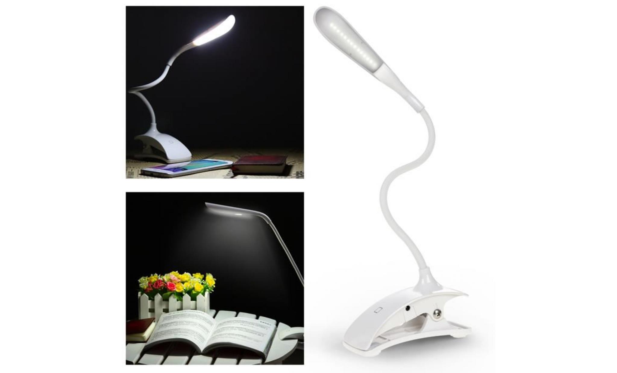lamp de bureau sans fil led tactile rechargeable flexible avec câble micro usb lampe de lecture réglable à pince veilleuse