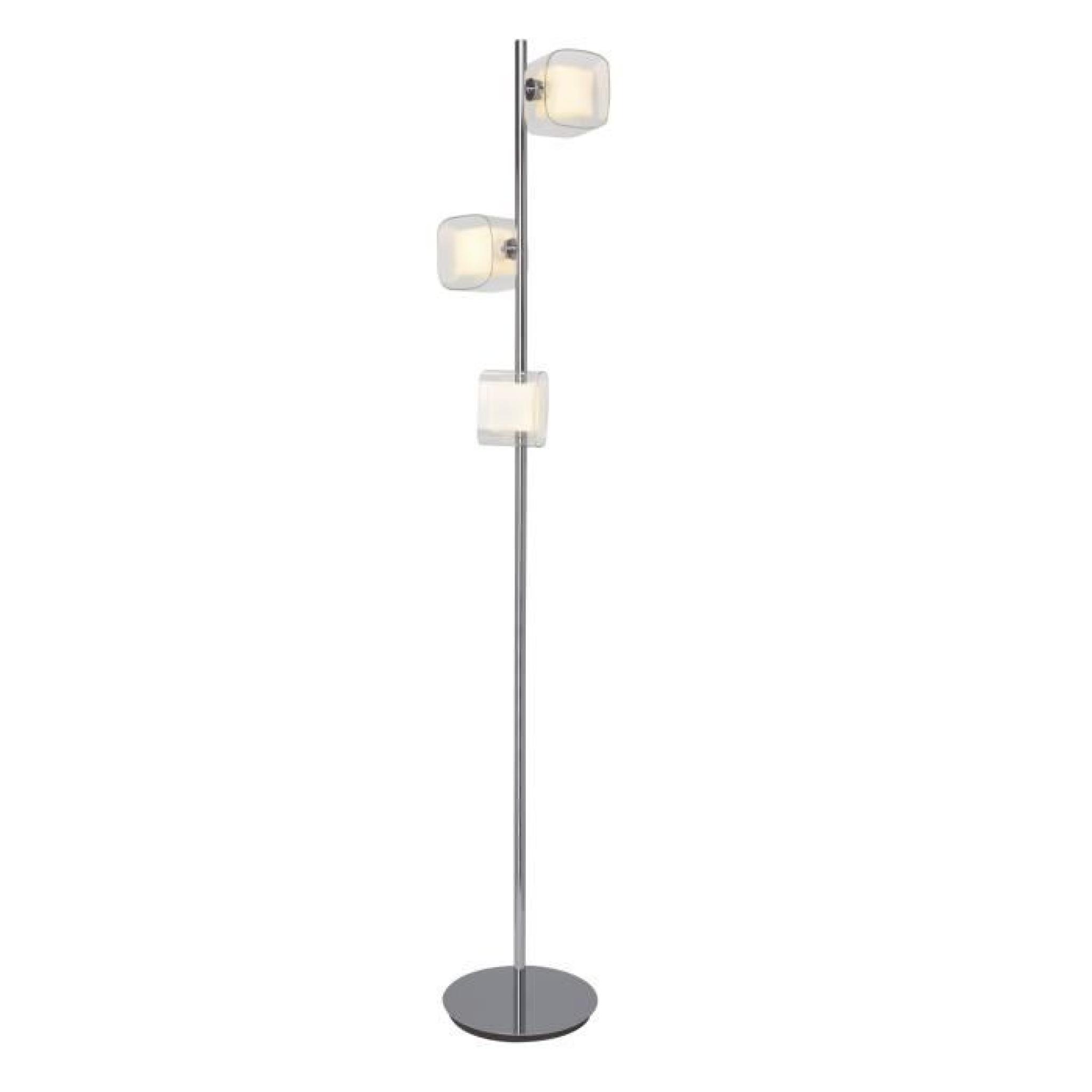 Lampadaire 3 lumières métal et verre hauteur 160cm diamère 25cm Florence-