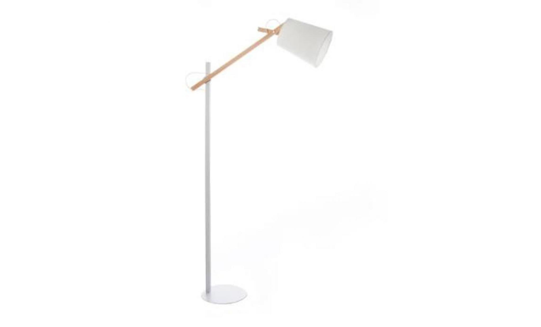 lampadaire blanc en fer et bois, l74 x l28 x h166 cm