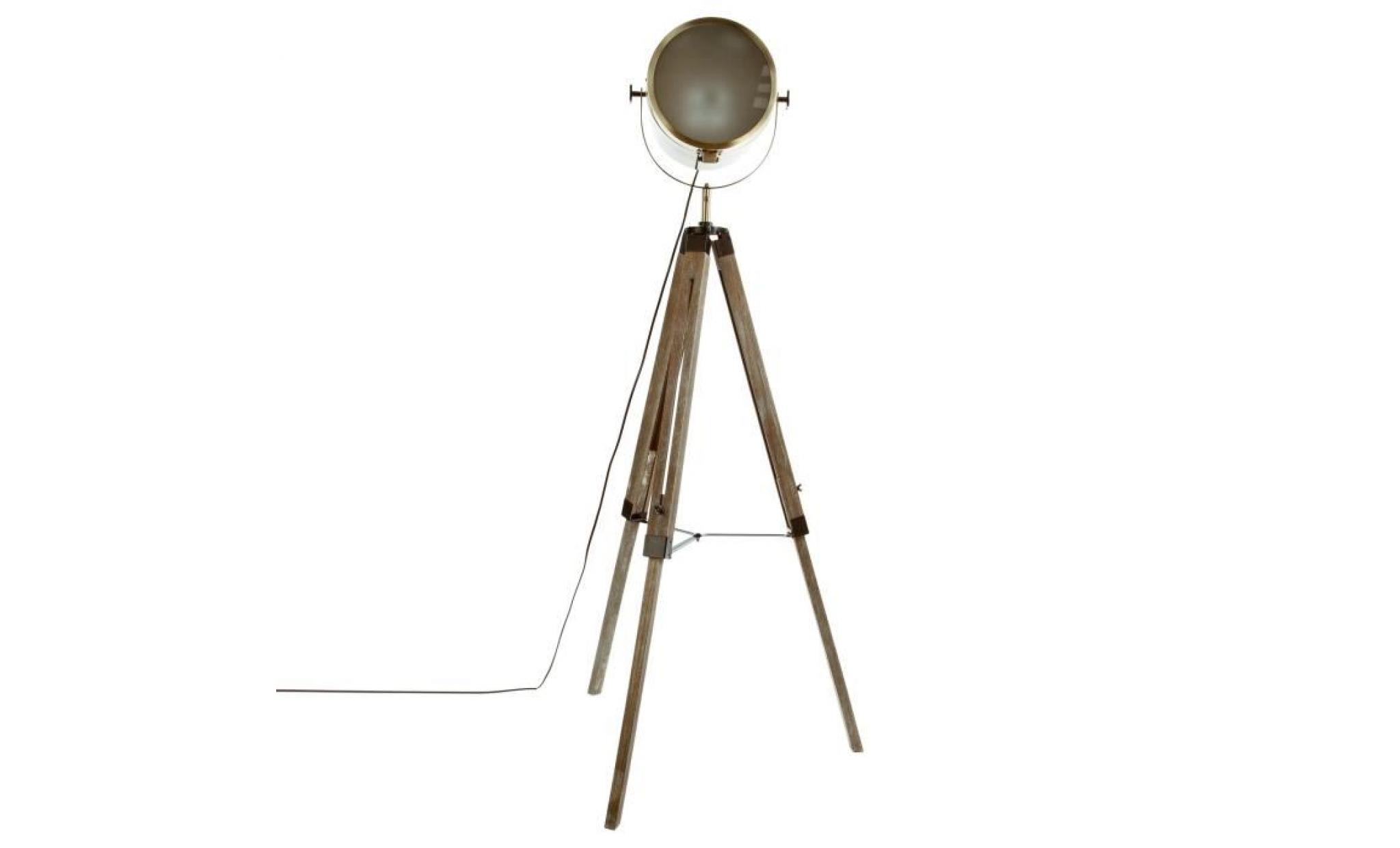 lampadaire bois et métal ebor   hauteur 152 cm   marron
