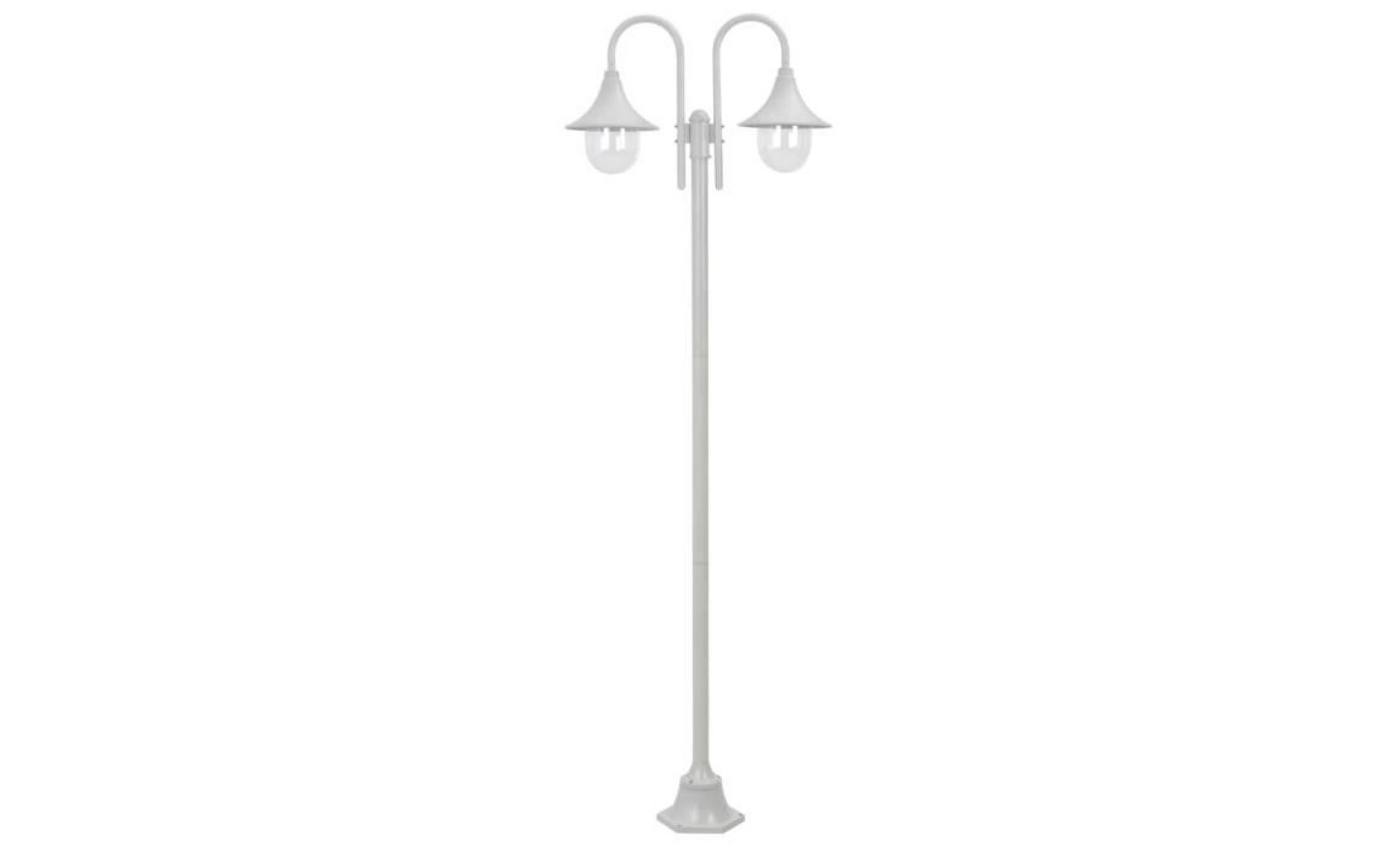 lampadaire de jardin e27 220 cm aluminium 2 lanternes blanc