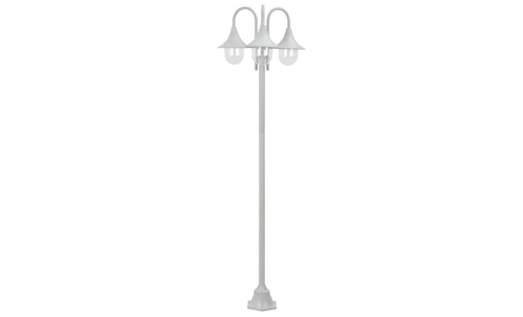 lampadaire de jardin e27 220 cm aluminium 3 lanternes blanc