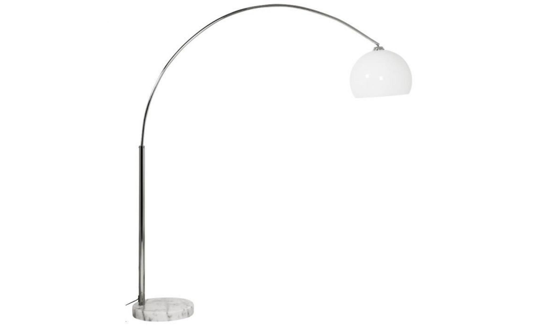 lampadaire design en arc avec abat jour blanc