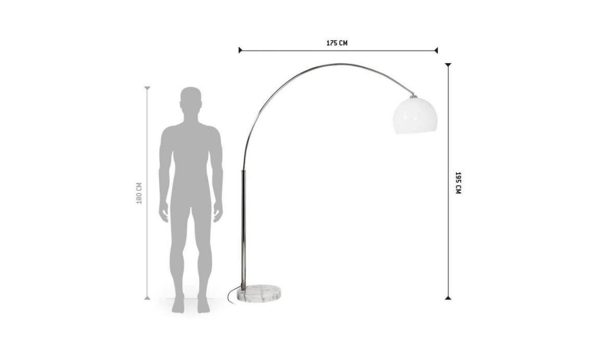 LAMPADAIRE DESIGN EN ARC 'BIG BOW XL' ABAT-JOUR BLANC pas cher