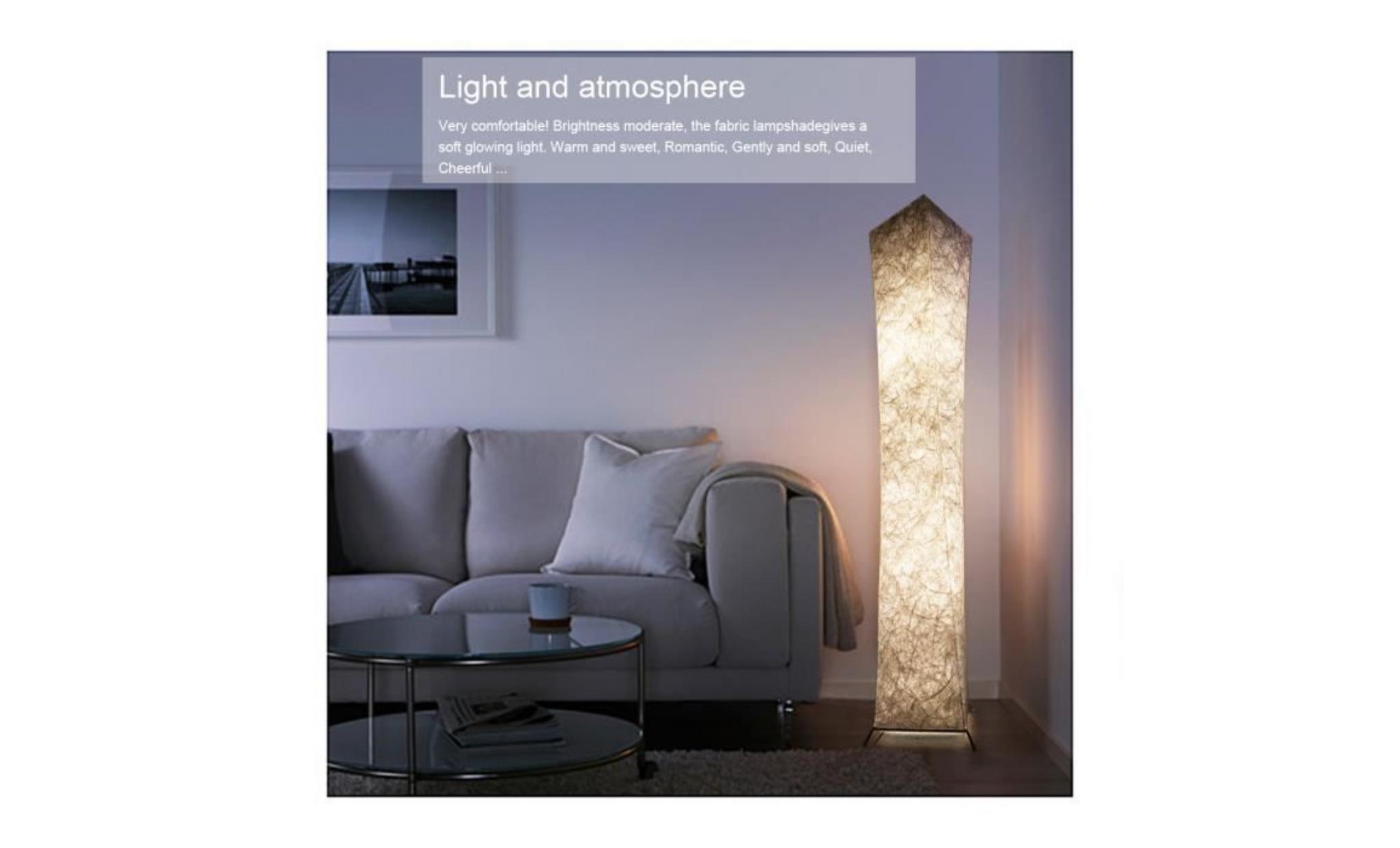 lampadaire design moderne lampe de sol abat jour en tissu plissé avec 2 ampoules led pour salon chambre decoration 26x26x132cm