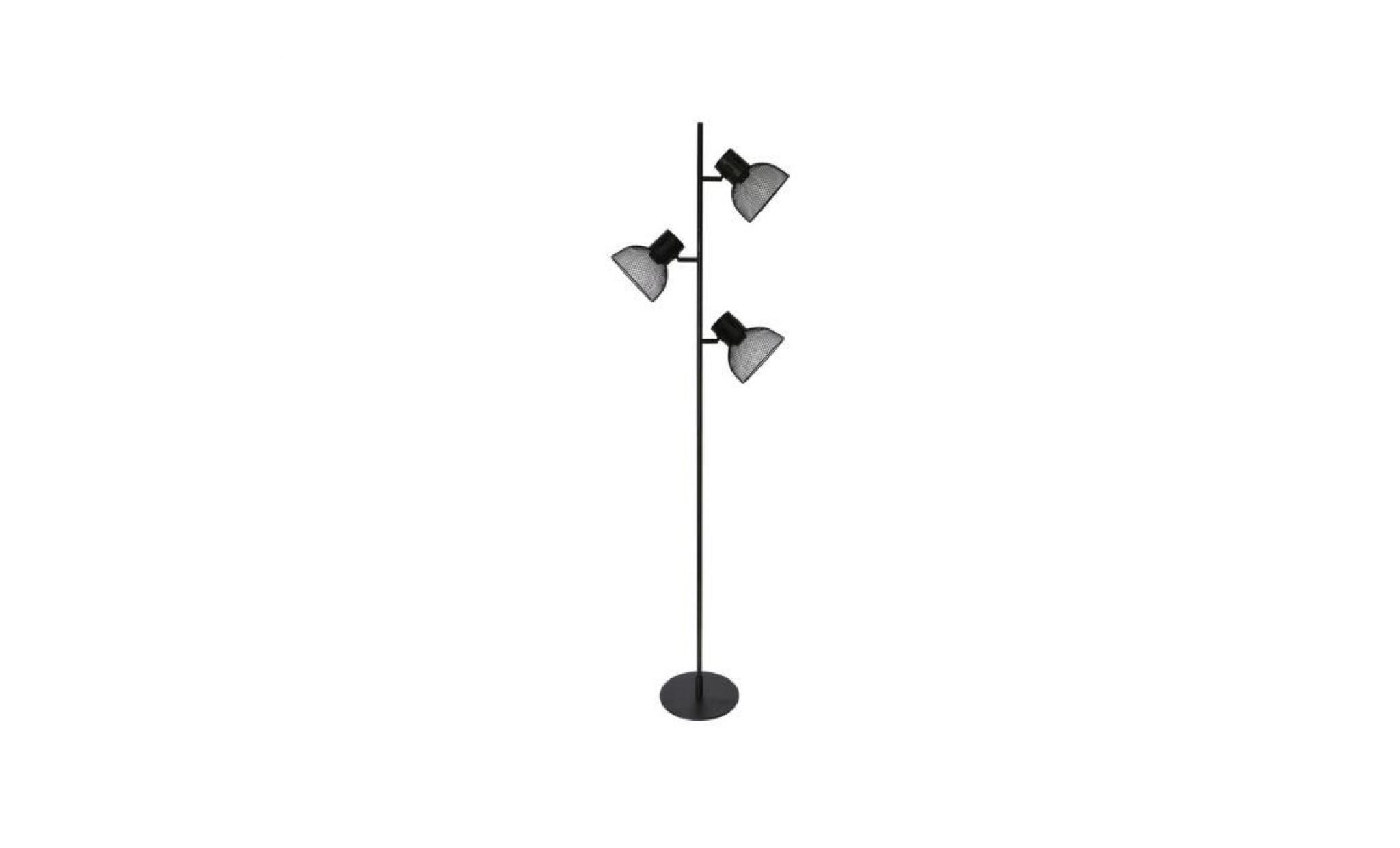 lampadaire droit 3 lumières orientables en métal noir hauteur 165cm bedford
