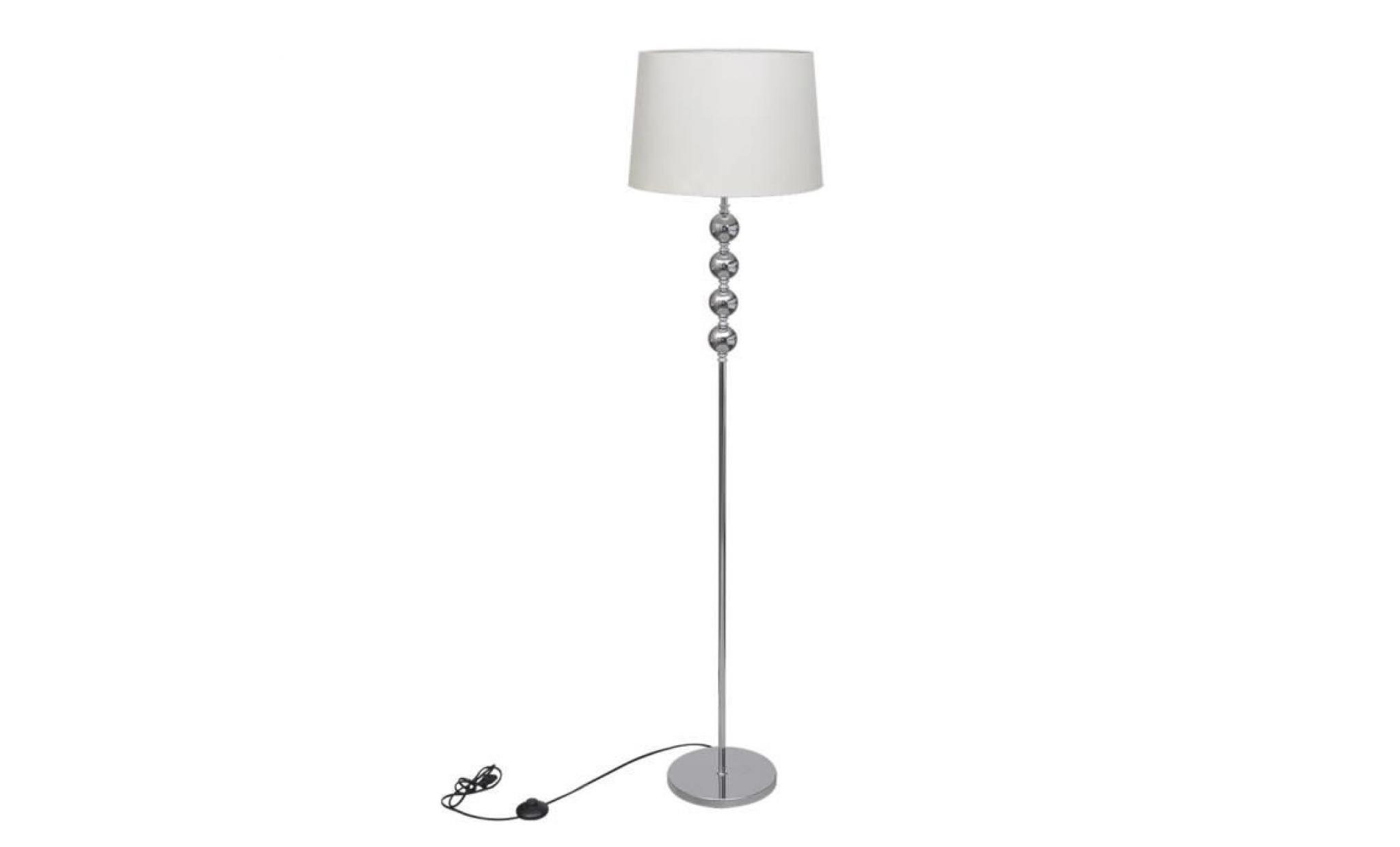 lampadaire élégant blanc avec abat jour et 4 boules de décoration lampe de sol à long pied