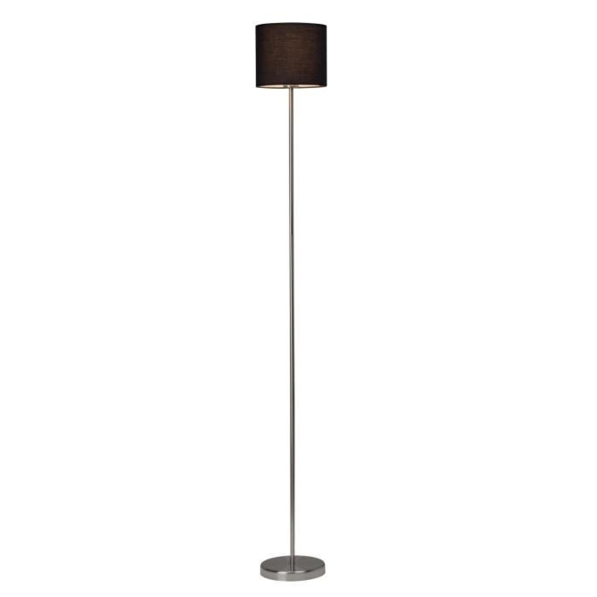 Lampadaire en métal chromé avec abat jour cylindre en tissu hauteur 158cm Sandra-Noir