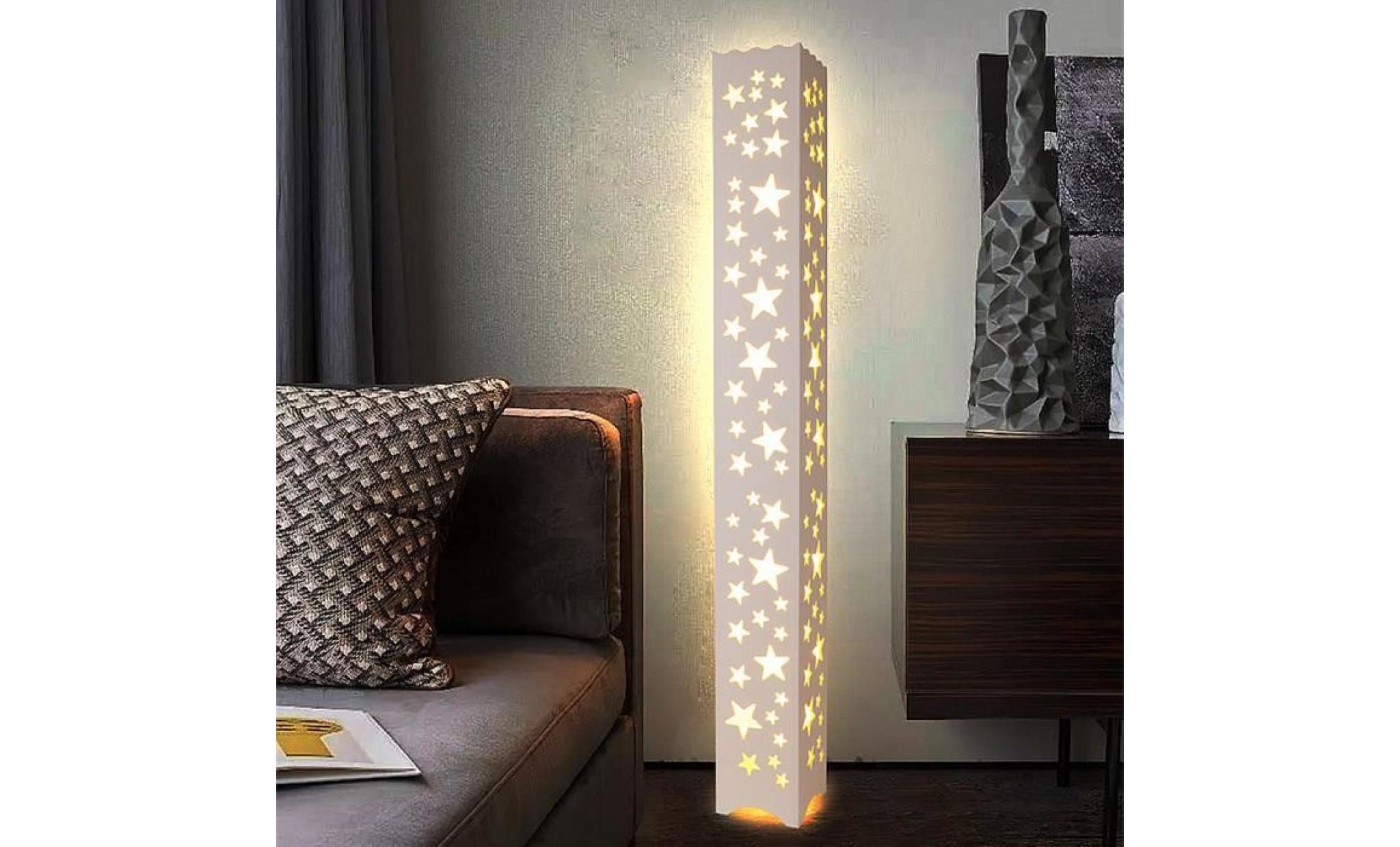 lampadaire led 18w blanc chaud plastique pvc bois avec interrupteur à pédale Éclairage intérieur salon chambre moderne géométrique