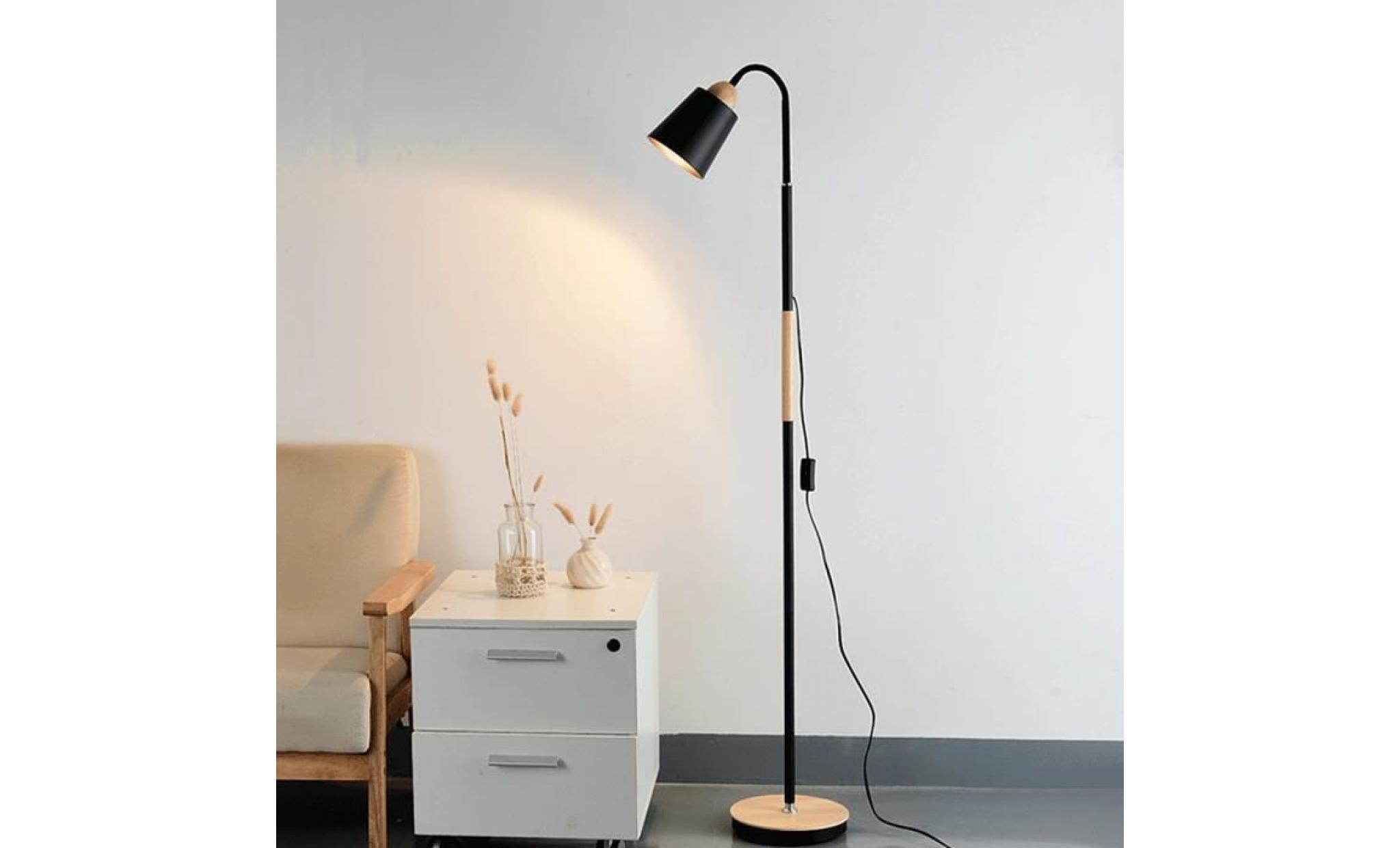 lampadaire led hauteur de la lampe standard de 160cm en bois de base en fer noir réglable en col de cygne led lecture lampadaire