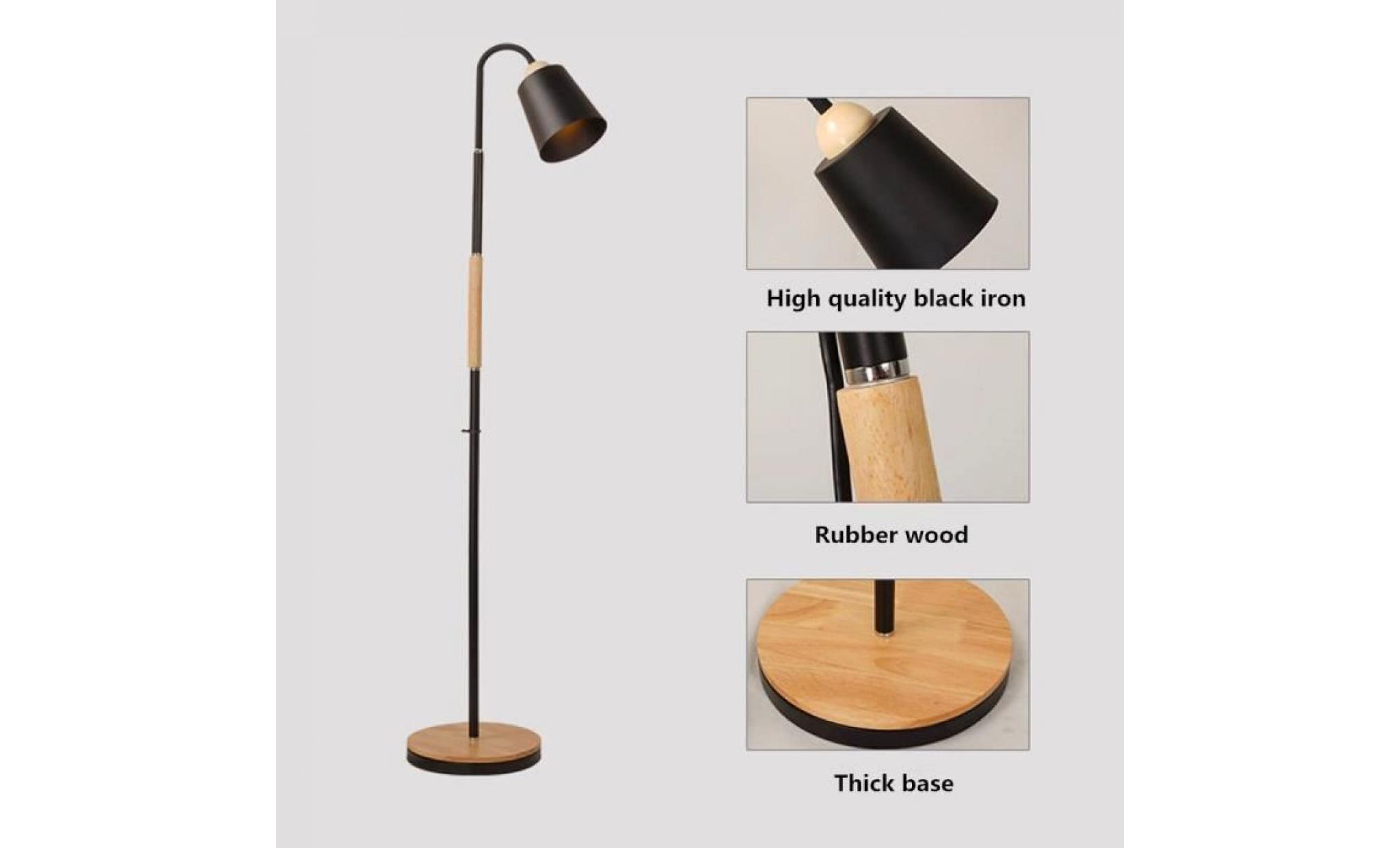 lampadaire led hauteur de la lampe standard de 160cm en bois de base en fer noir réglable en col de cygne led lecture lampadaire pas cher