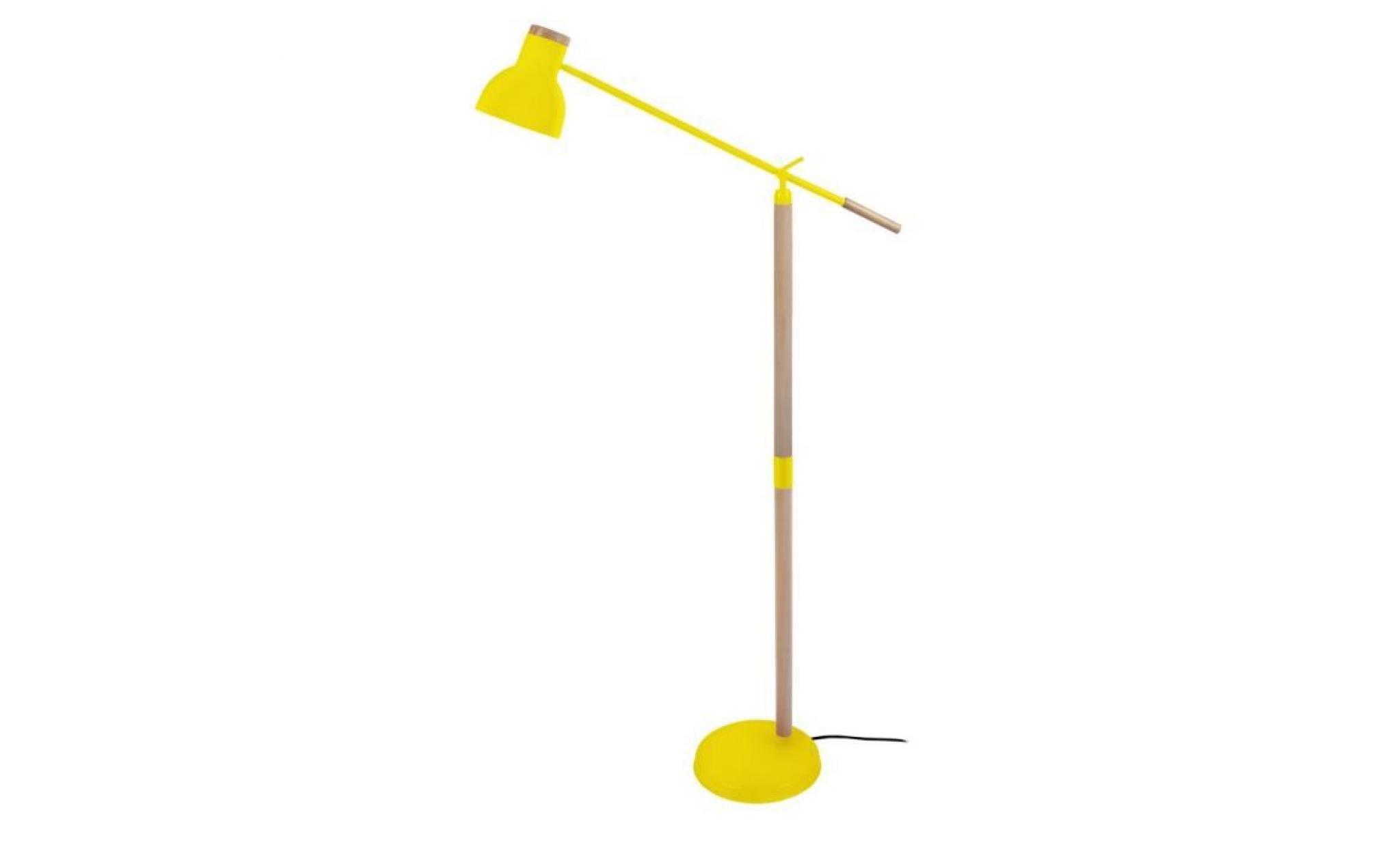 olsen lampadaire liseuse articulée en bois massif et métal  Ø80 cm   jaune