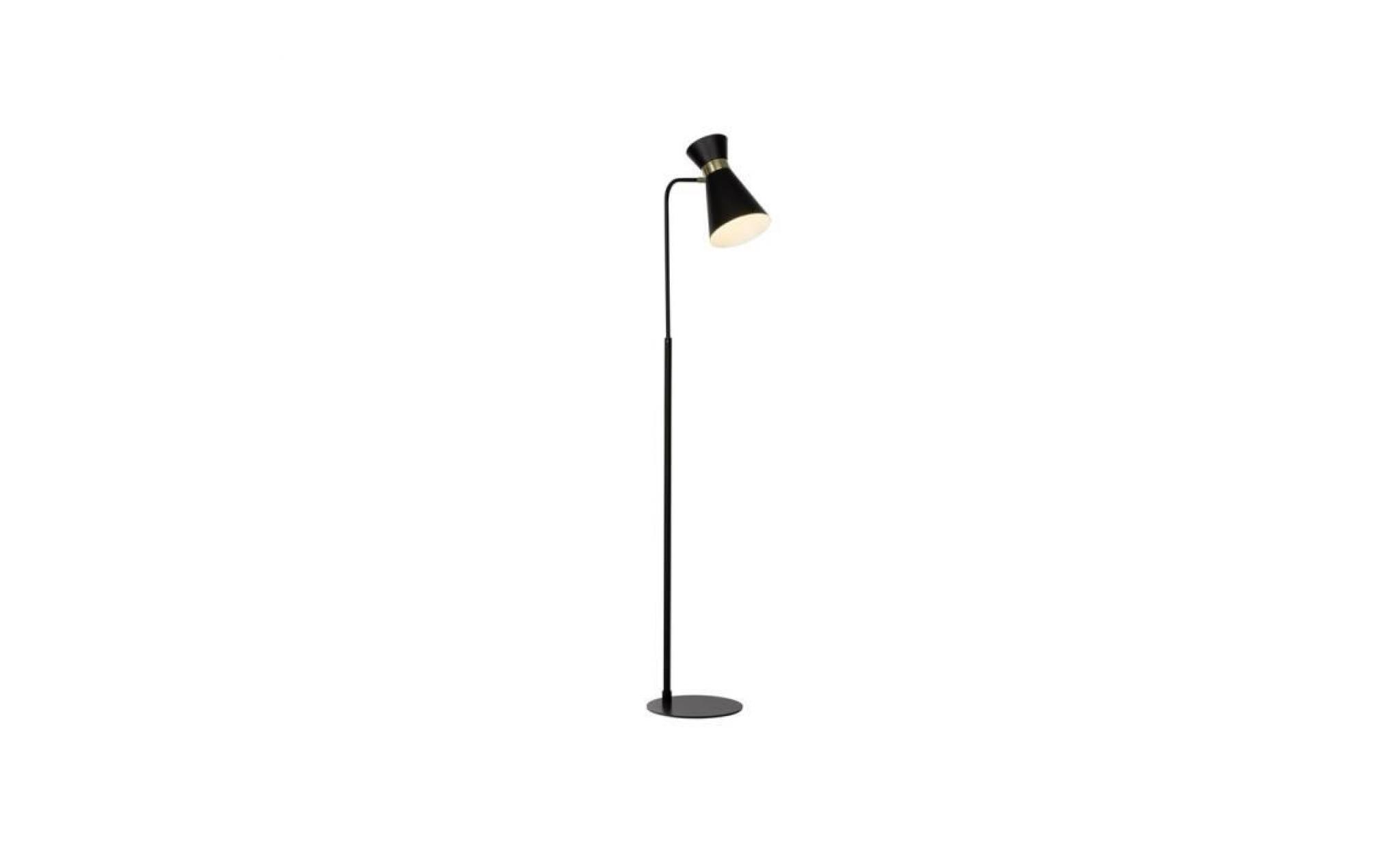 lampadaire liseuse orientable en métal noir finition or hauteur 148cm goldy