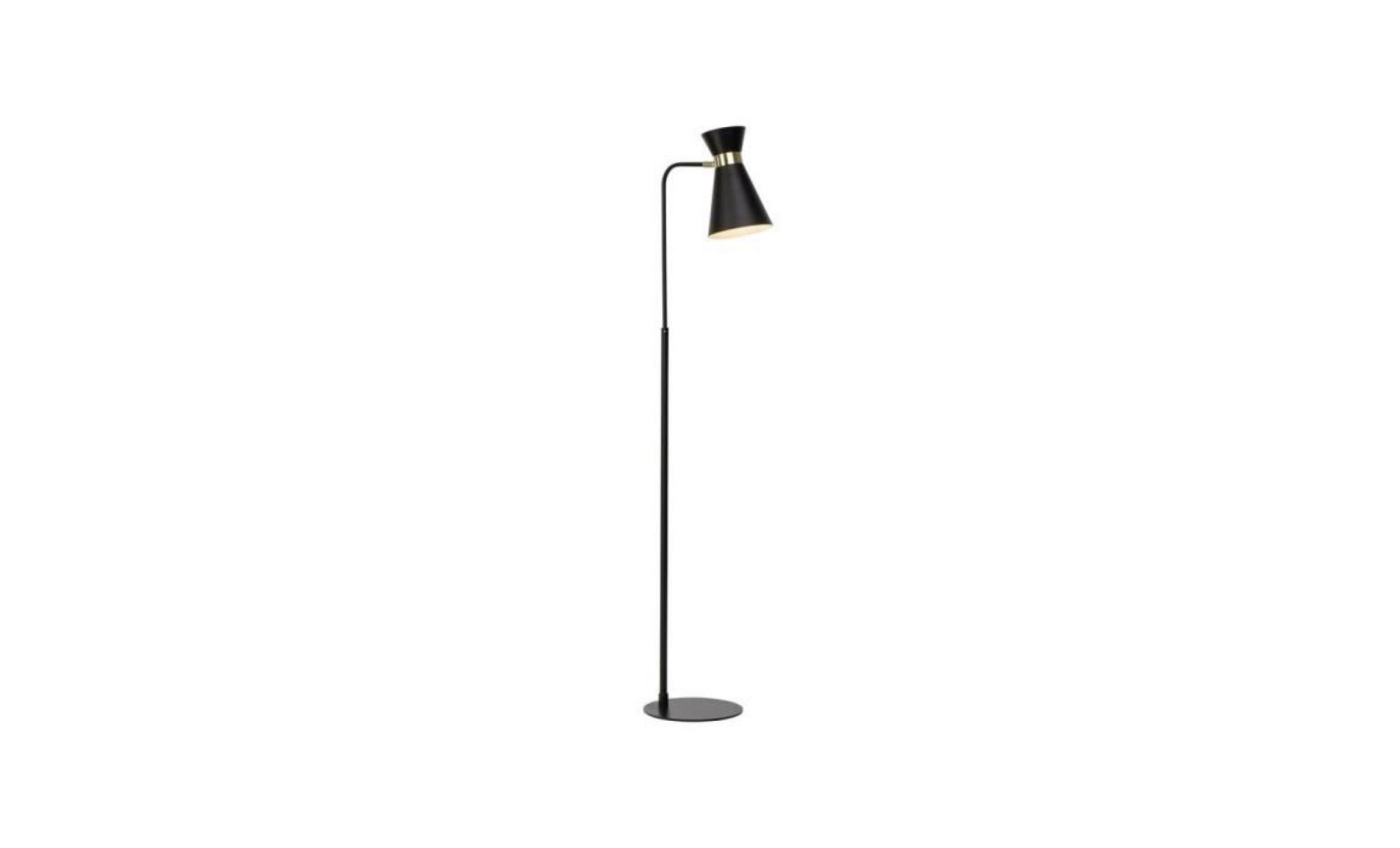 lampadaire liseuse orientable en métal noir finition or hauteur 148cm goldy pas cher