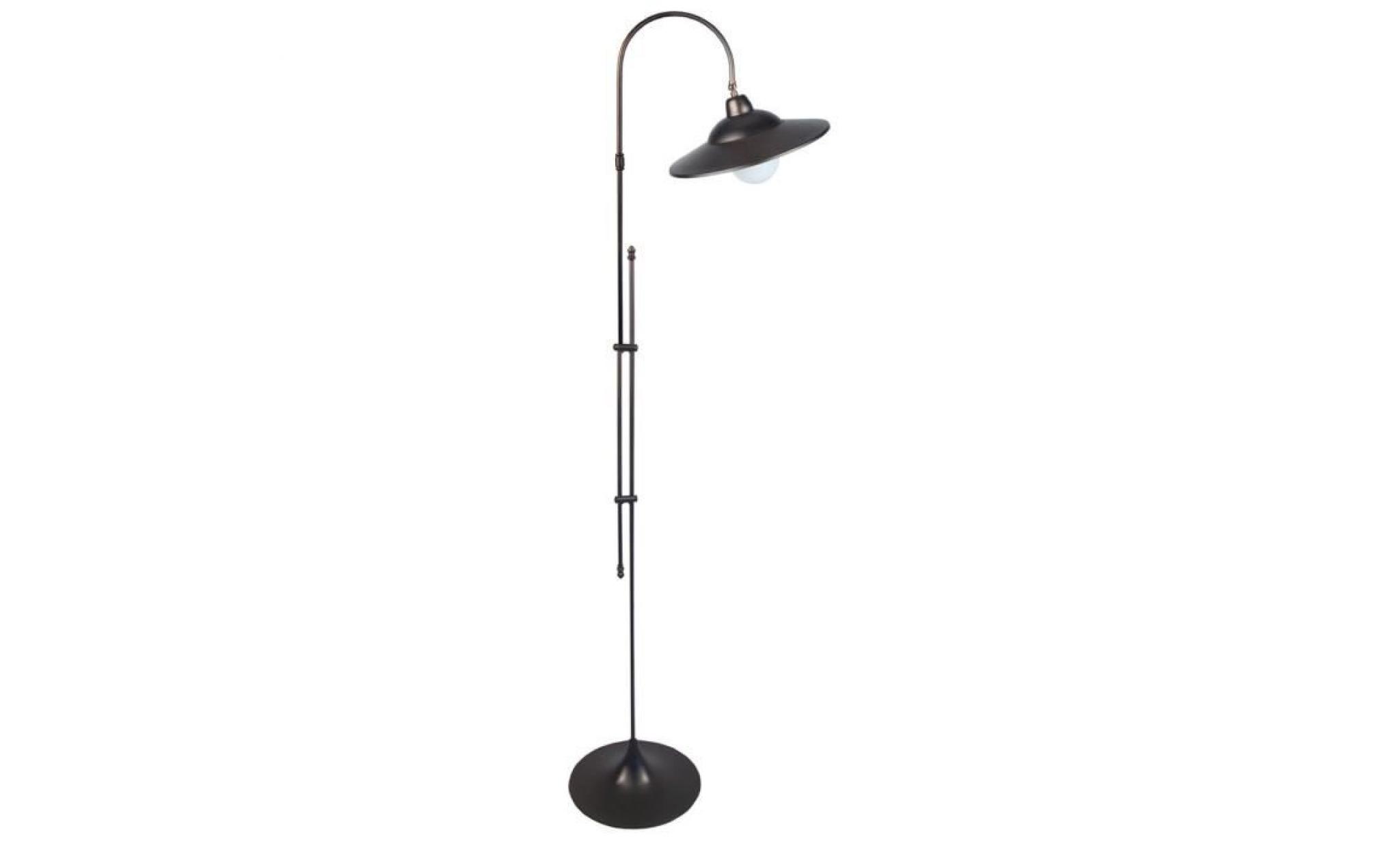 saint malo  lampadaire liseuse, réglable , hauteur 1,65 mètre, noir et cuivre