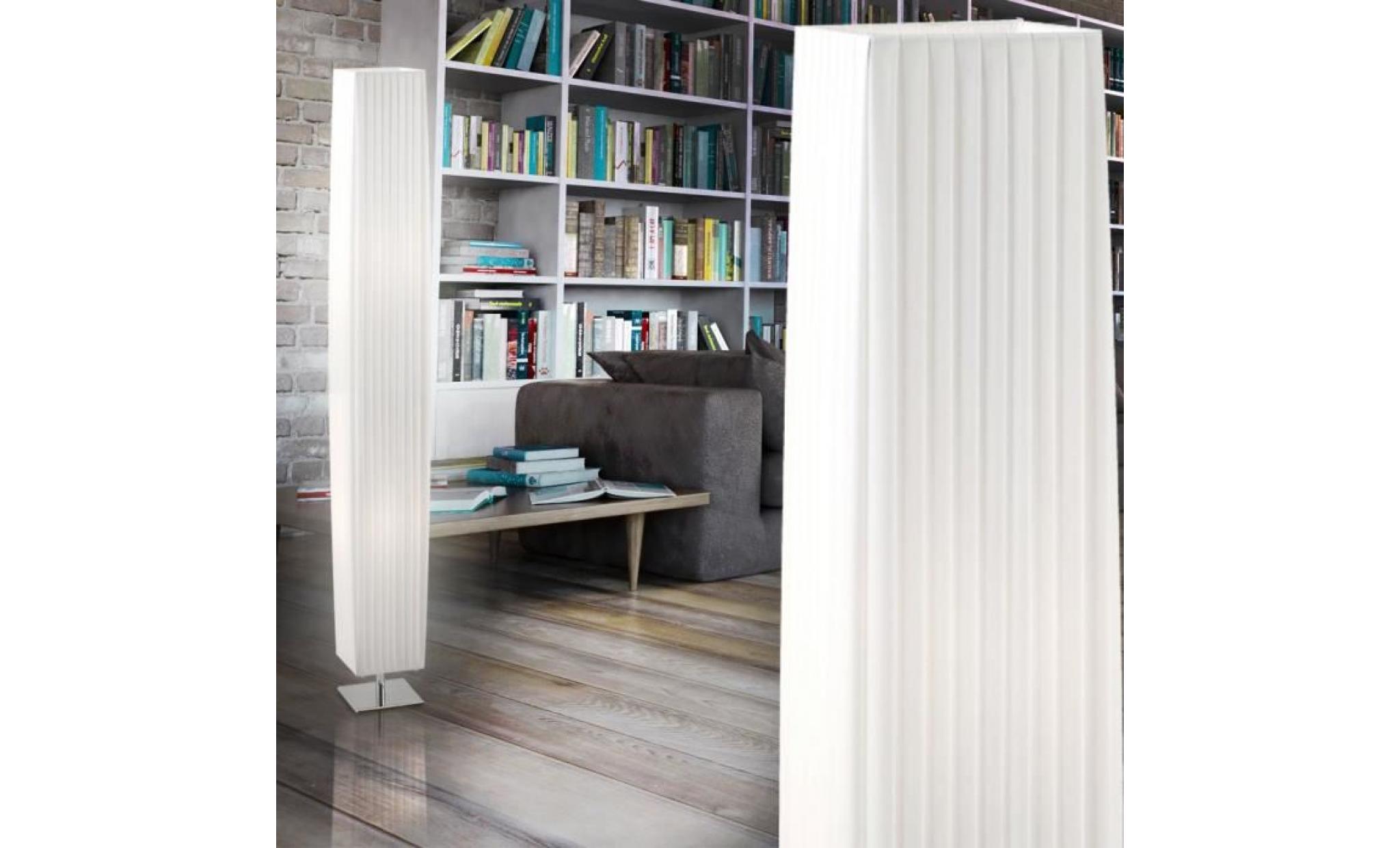 lampadaire luminaire led 14 watts lampe lecture éclairage textile blanc chrome pas cher